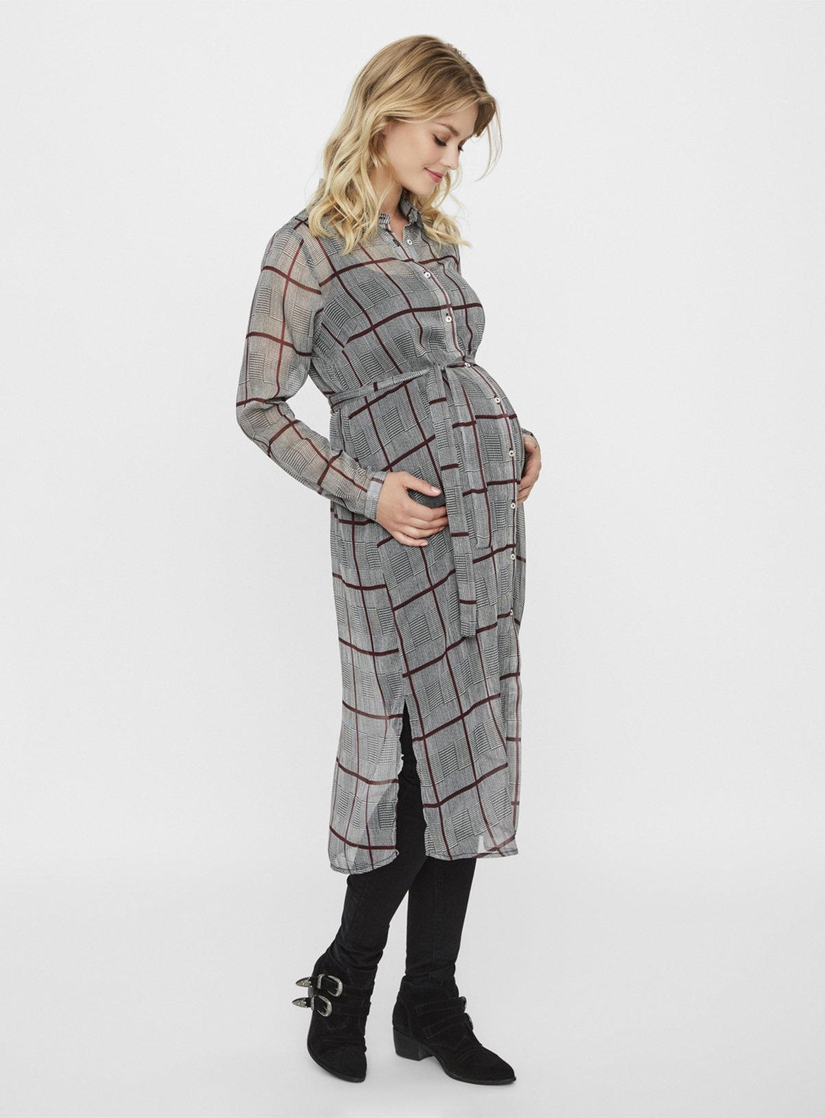 MAMALICIOUS Grey & Red Check Maternity Tunic Review