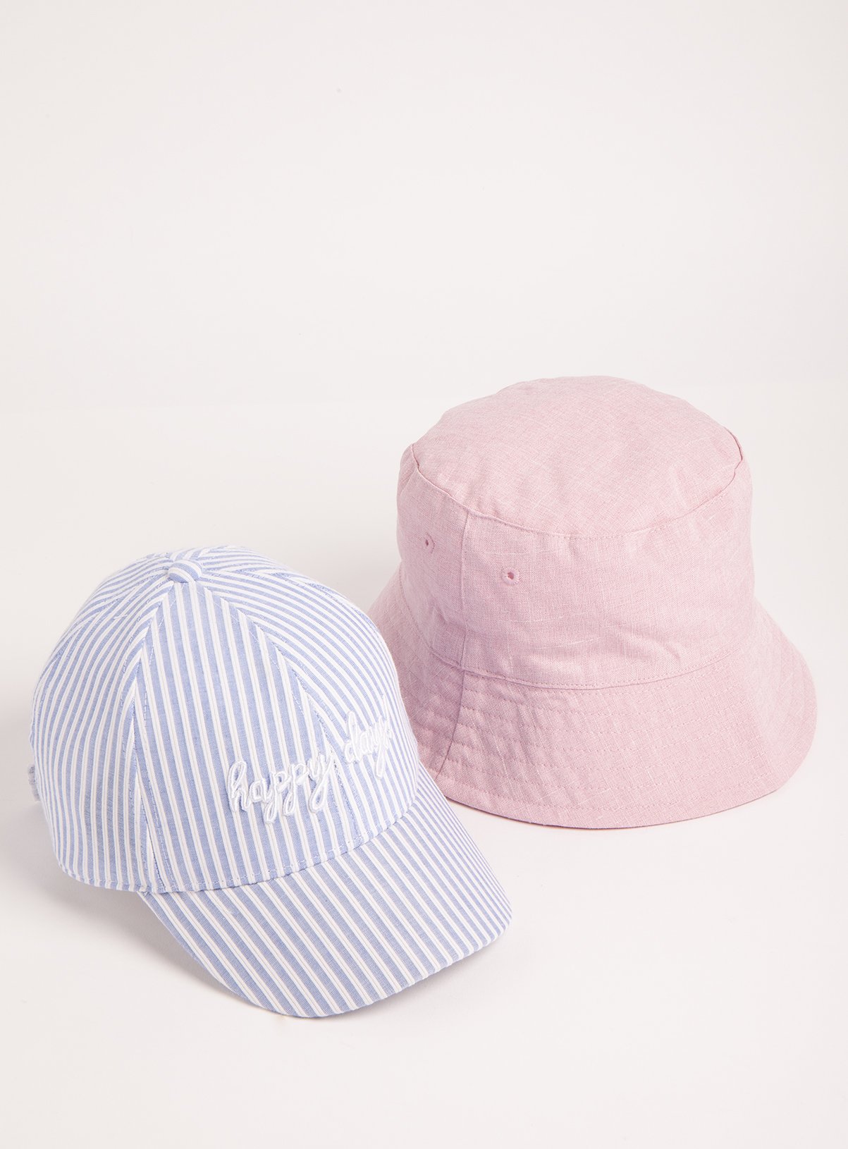 white and pink hat
