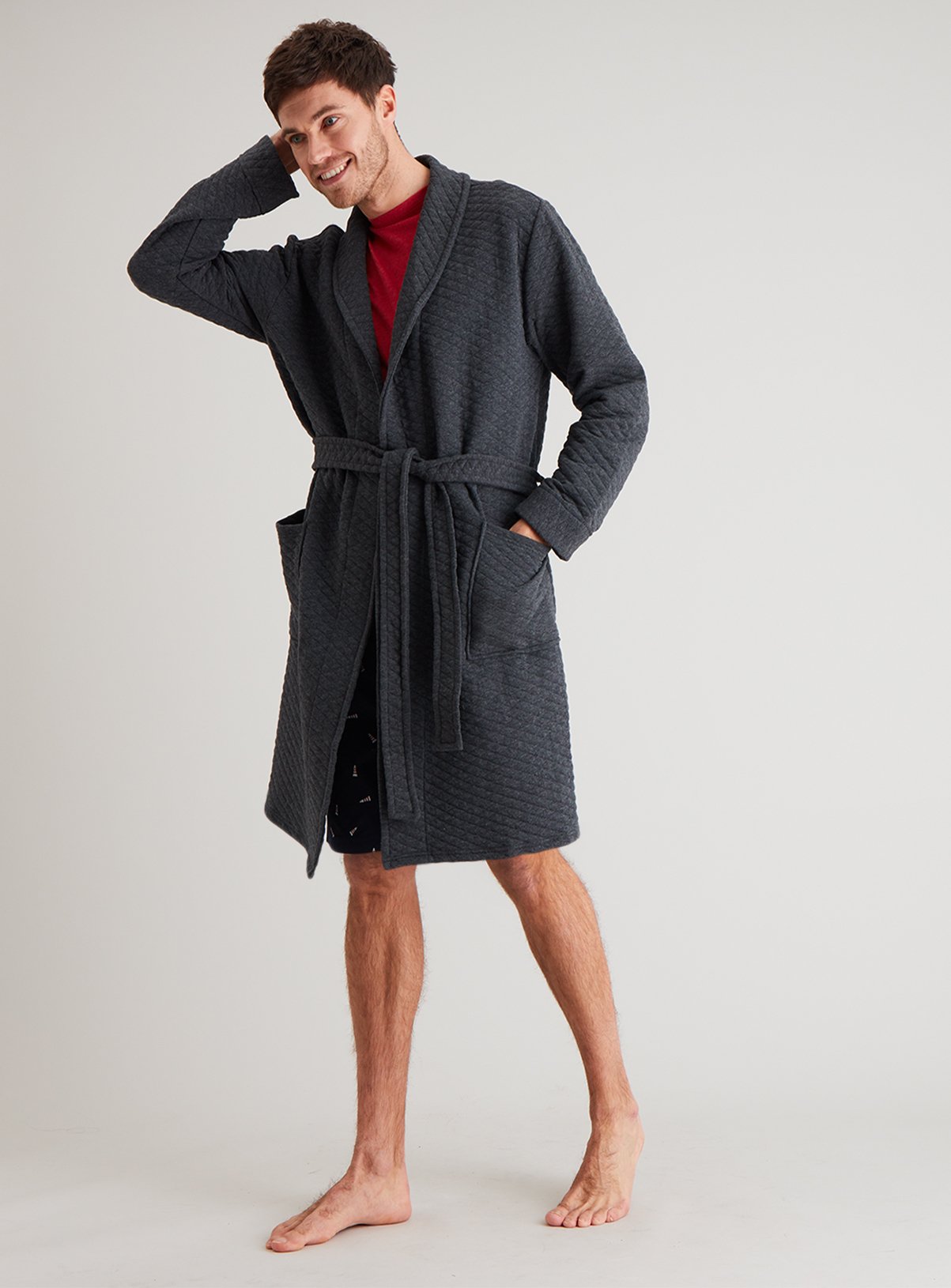 Charcoal Grey Textured Dressing Gown Review