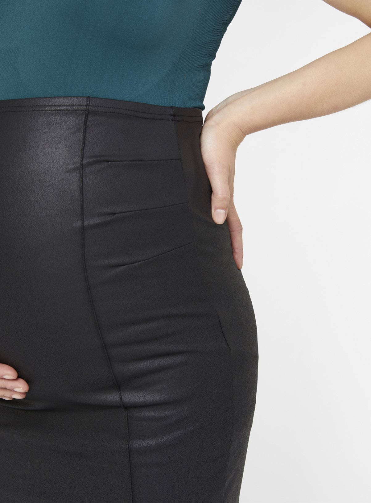 Black Coated Bodycon Maternity Skirt Review