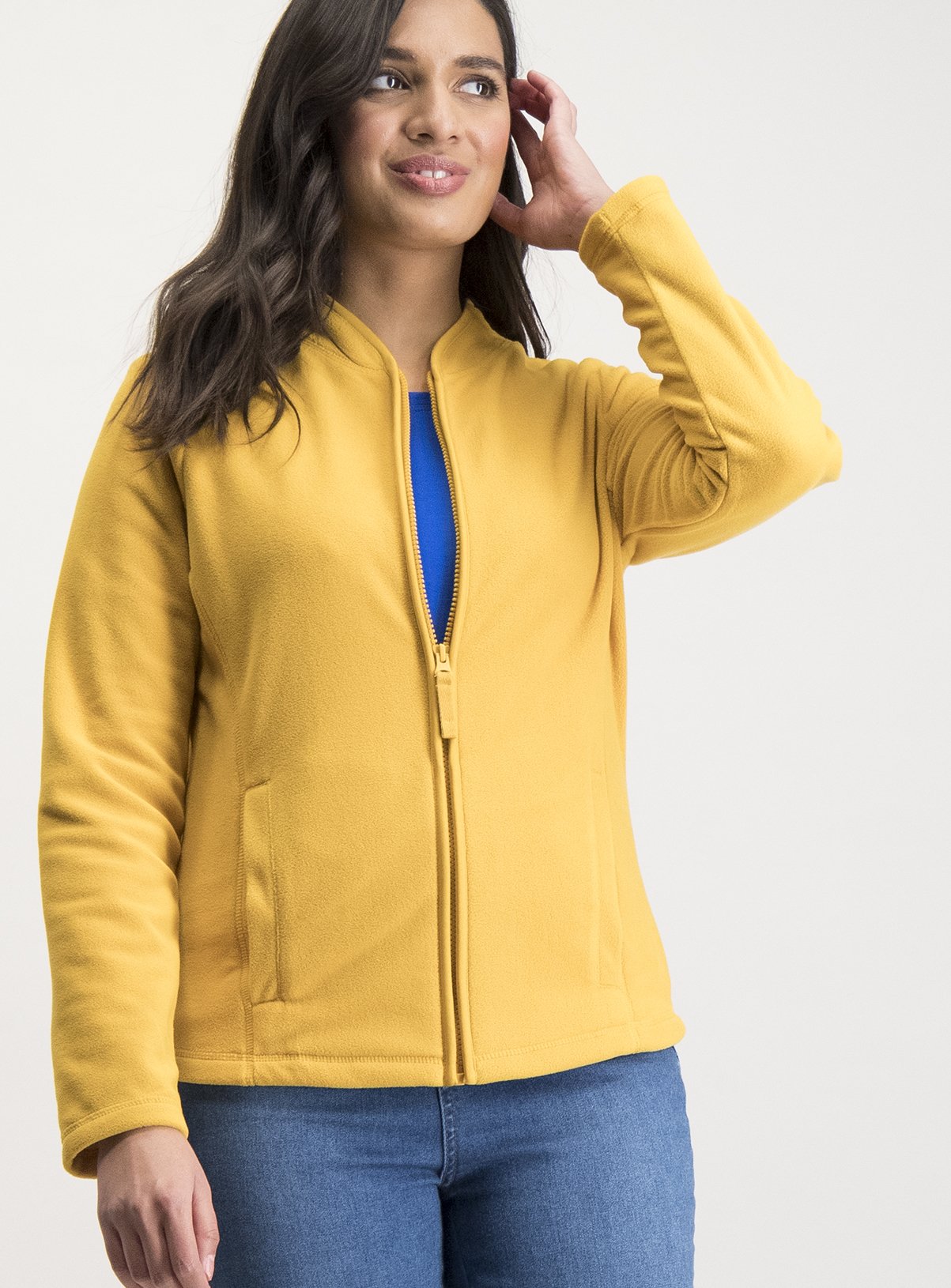 yellow fleece jacket