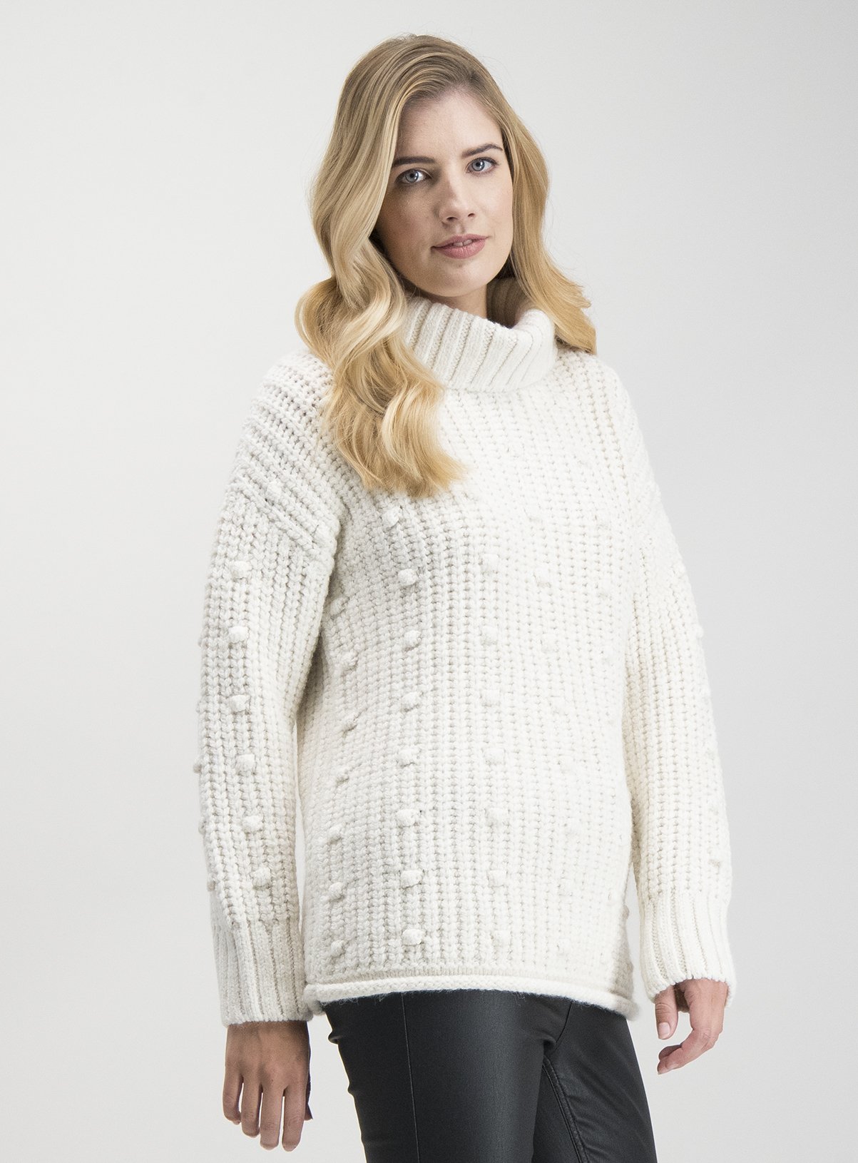 cream chunky roll neck jumper