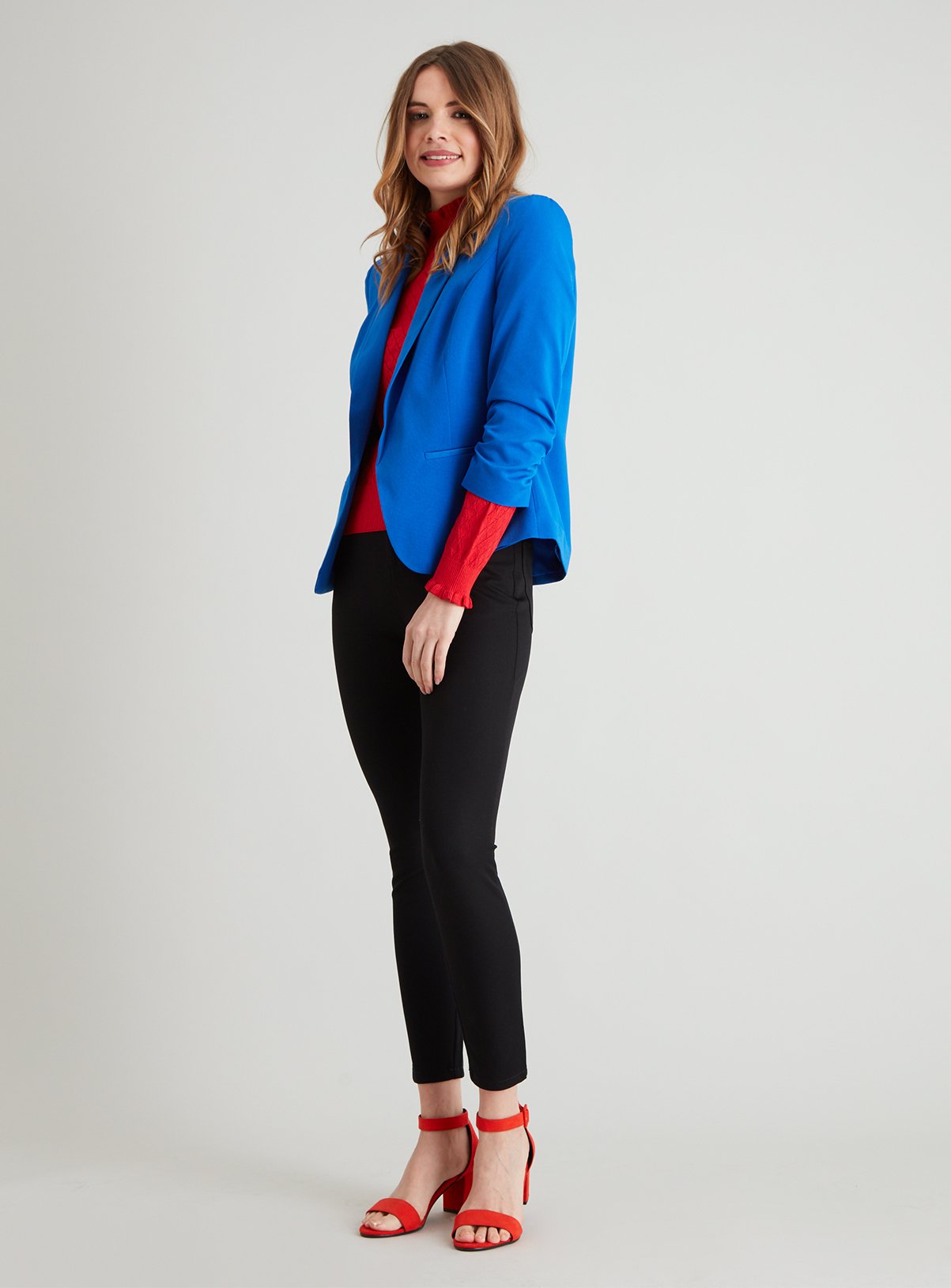 Cobalt Blue Ruched Sleeve Blazer Review