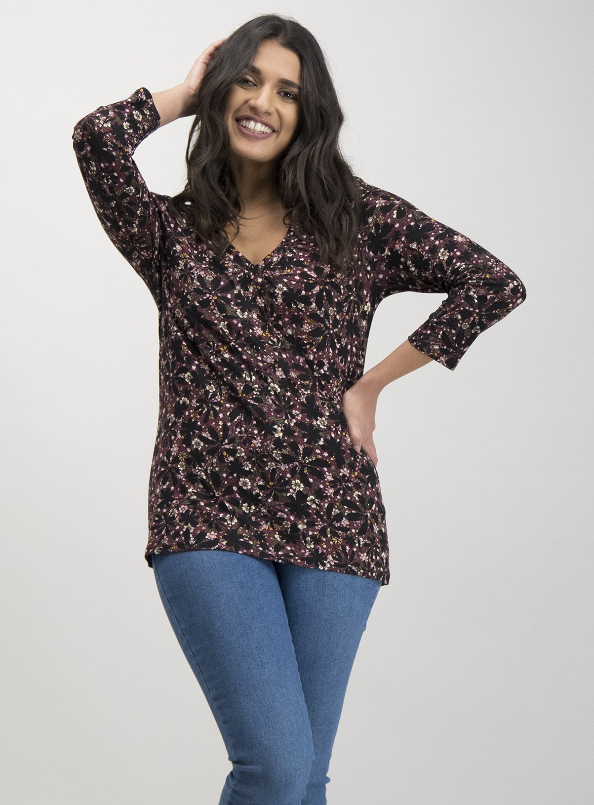 Floral V-Neck Jersey Top Review