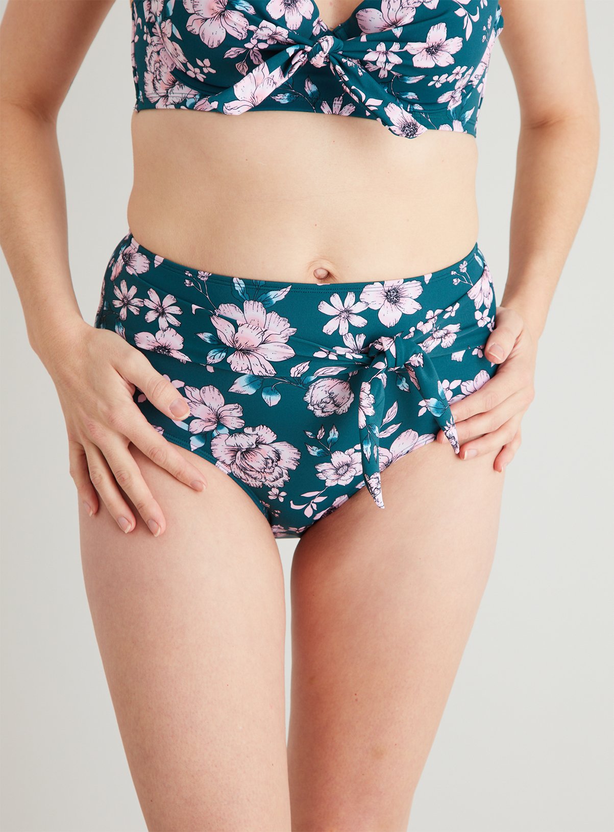 dark green high waisted bikini bottoms
