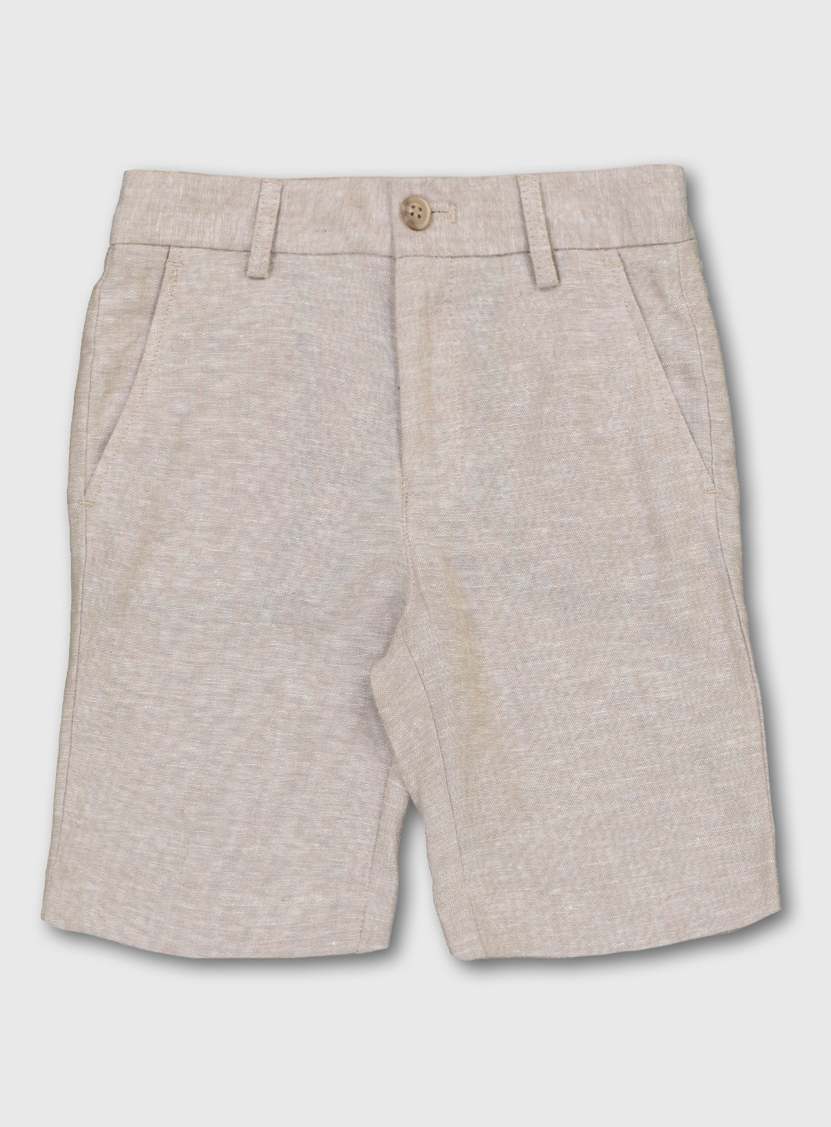 Beige Linen-Blend Formal Shorts Review