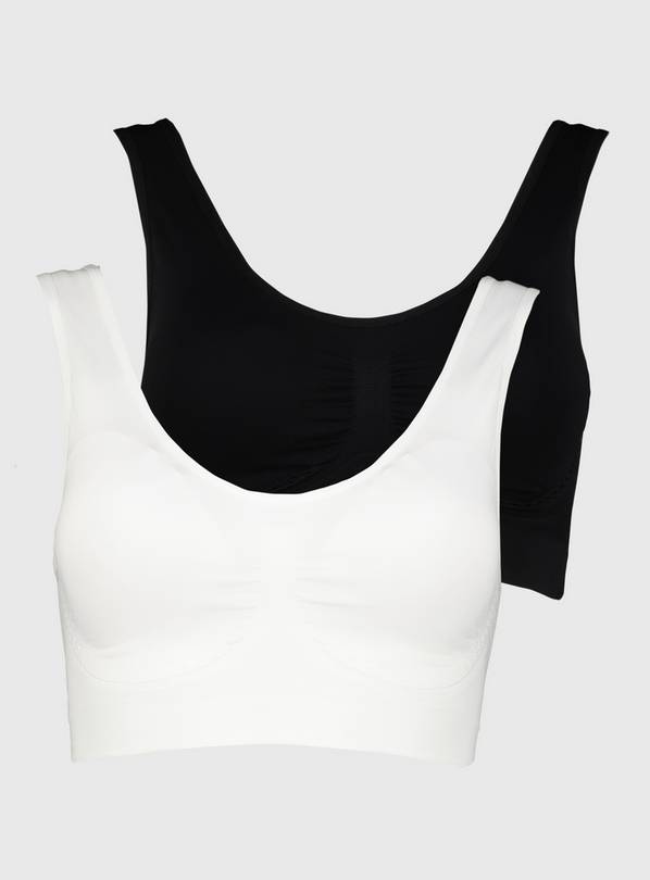 Buy White & Black Seamless Stretch Crop Tops 2 Pack XS, Bras