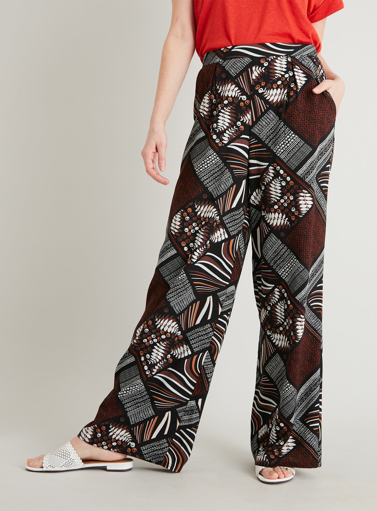 Strappy Tie Side Woven Wide Leg Pants