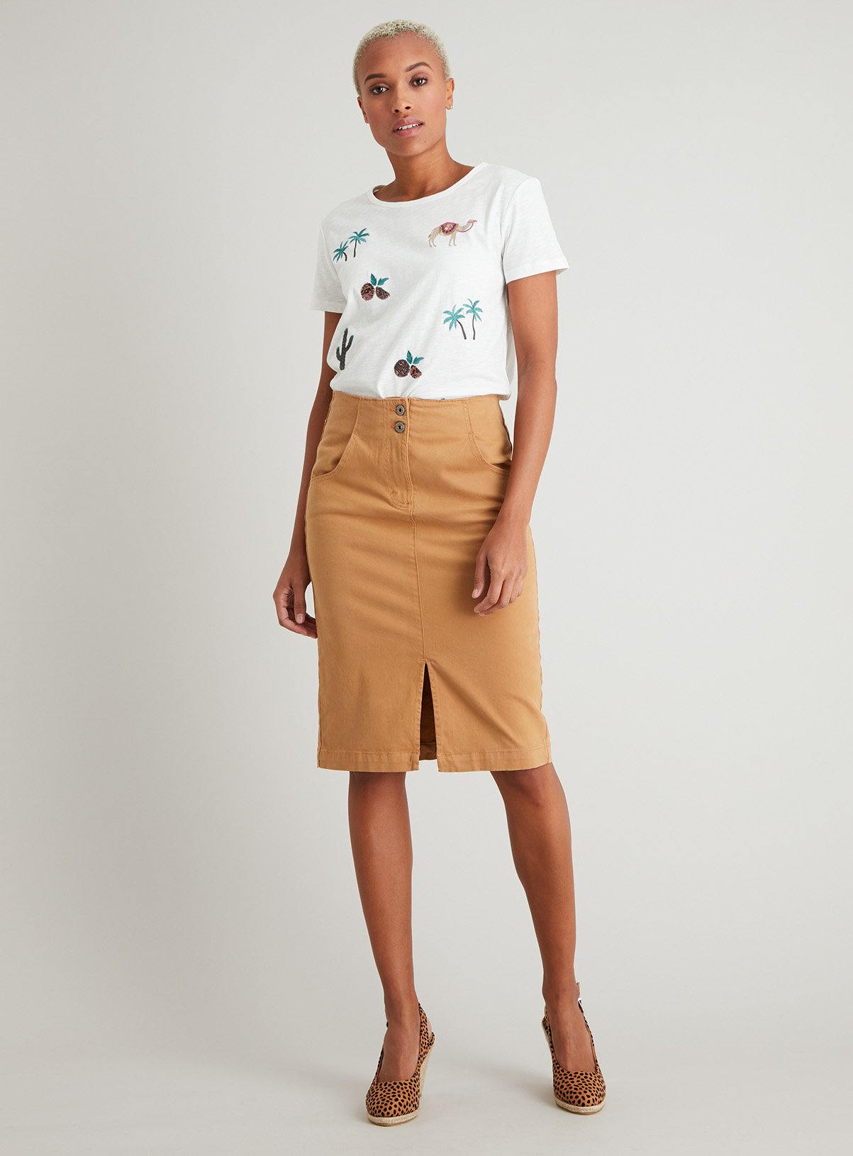 Tan Twill Pencil Skirt Review