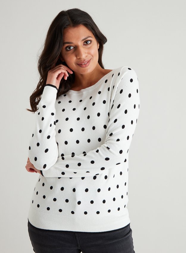 Womens Cream Black Polka Dot Jumper Tu Clothing