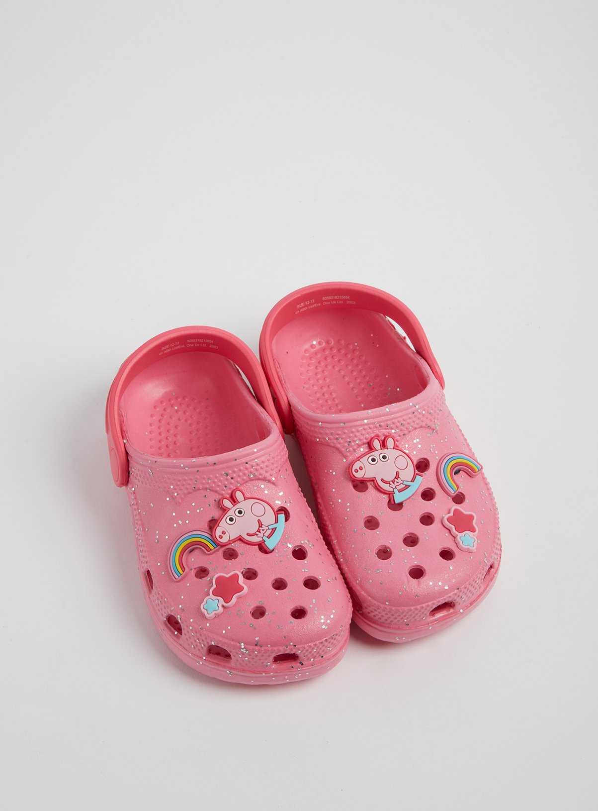 Kids Peppa Pig Pink Glitter Clogs (4-13 