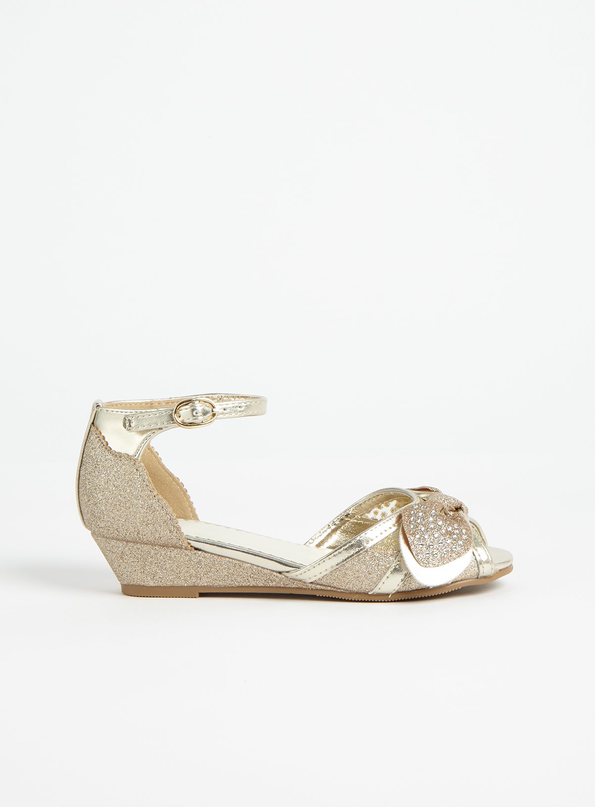 Gold Glitter Bow Wedges Review