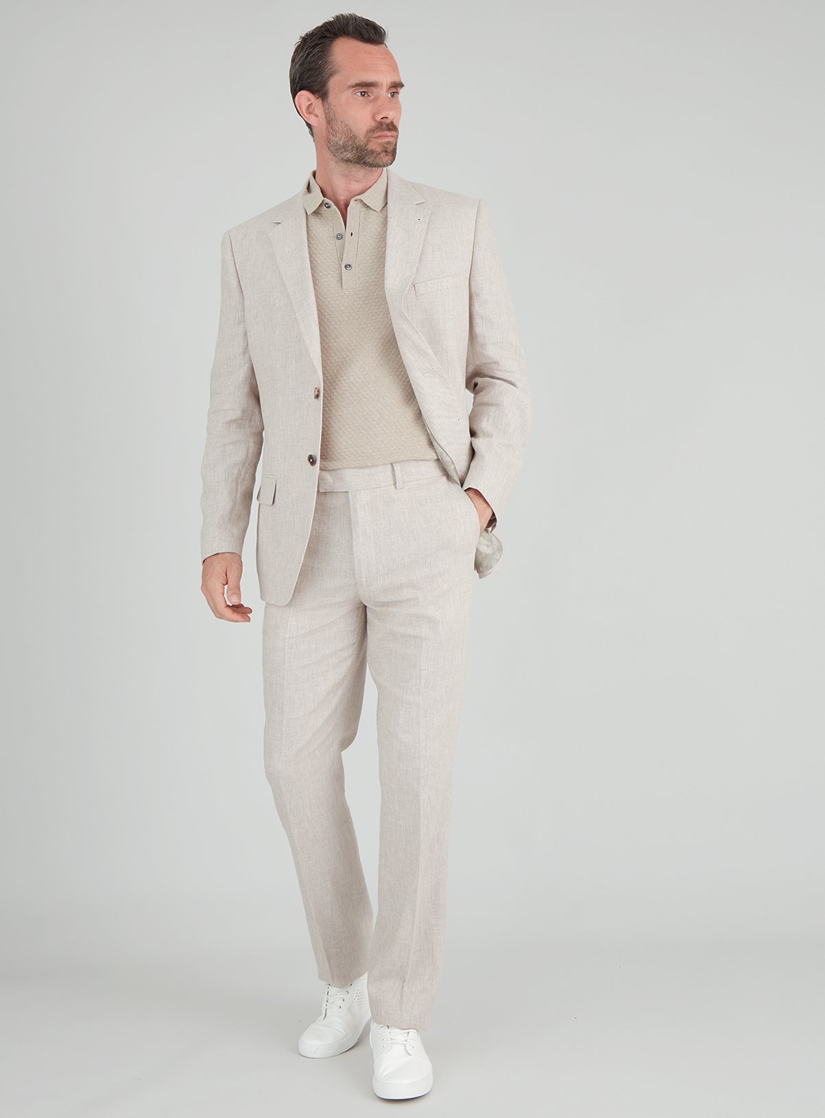 Stone Linen-Rich Tailored Fit Suit Trousers Review