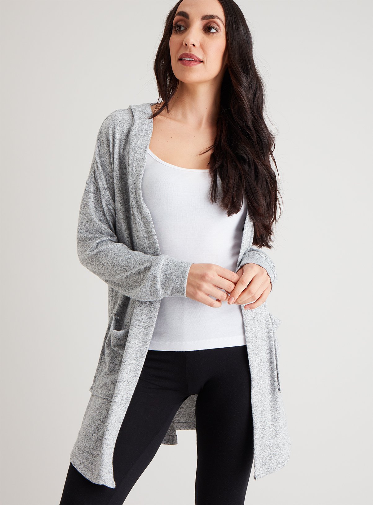 womens longline hooded cardigan