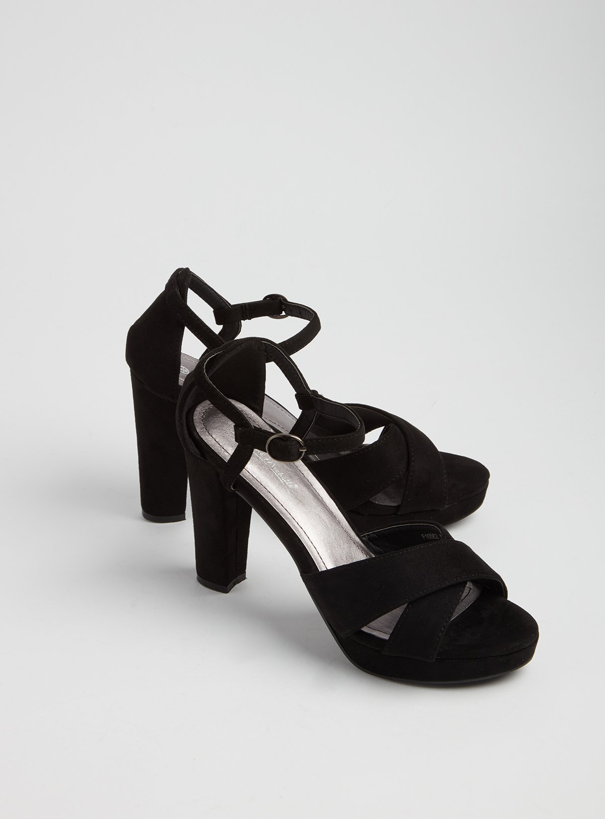 suede block heels black
