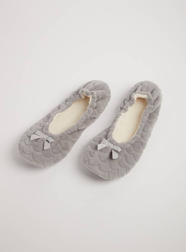 Grey Scalloped Ballerina Slipper - S