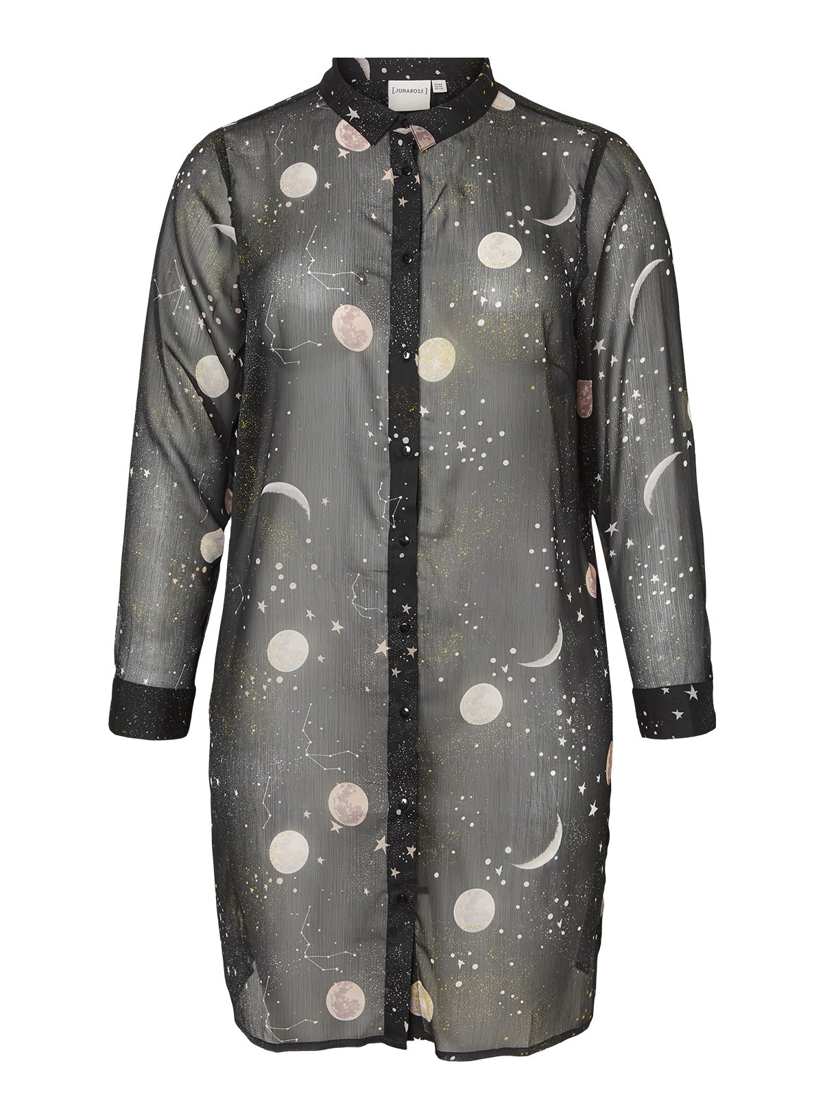 Black Constellation & Moon Print Long Shirt Review