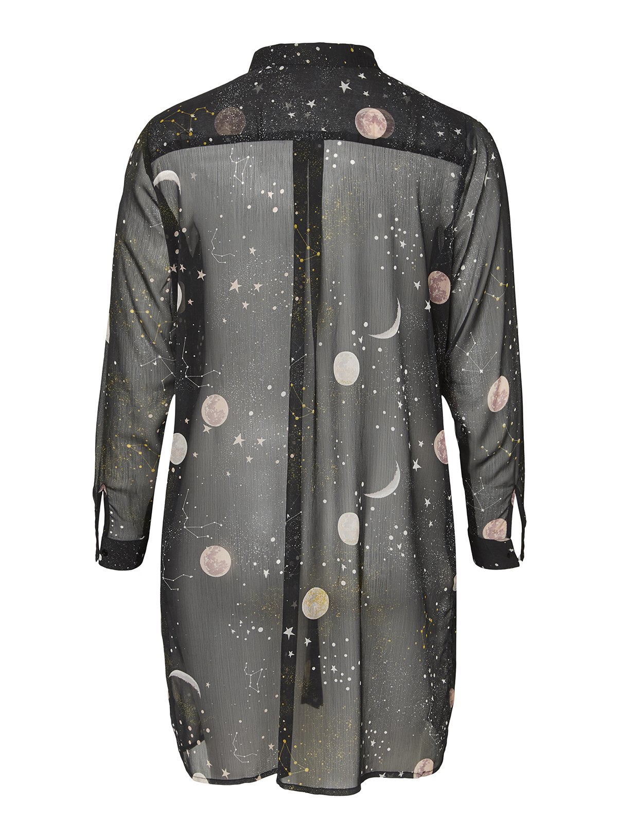 Black Constellation & Moon Print Long Shirt Review