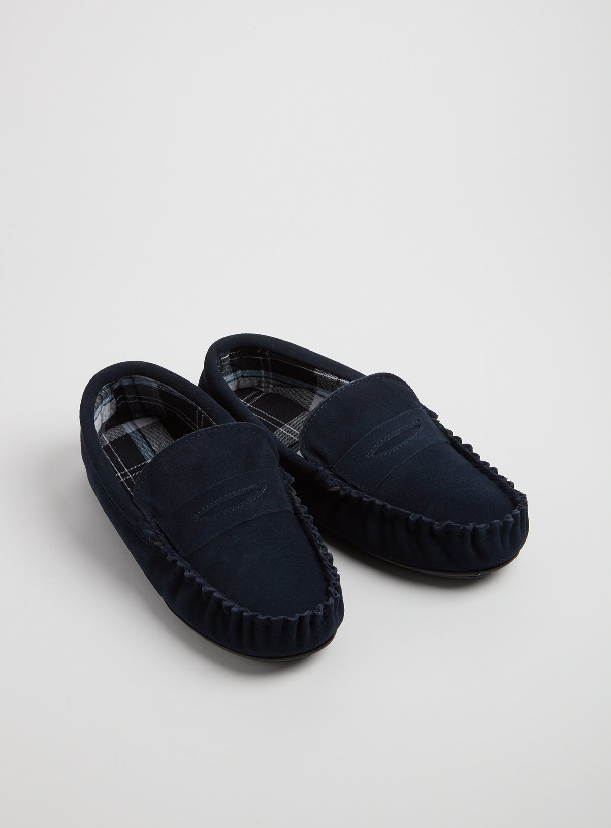 navy moccasin slippers