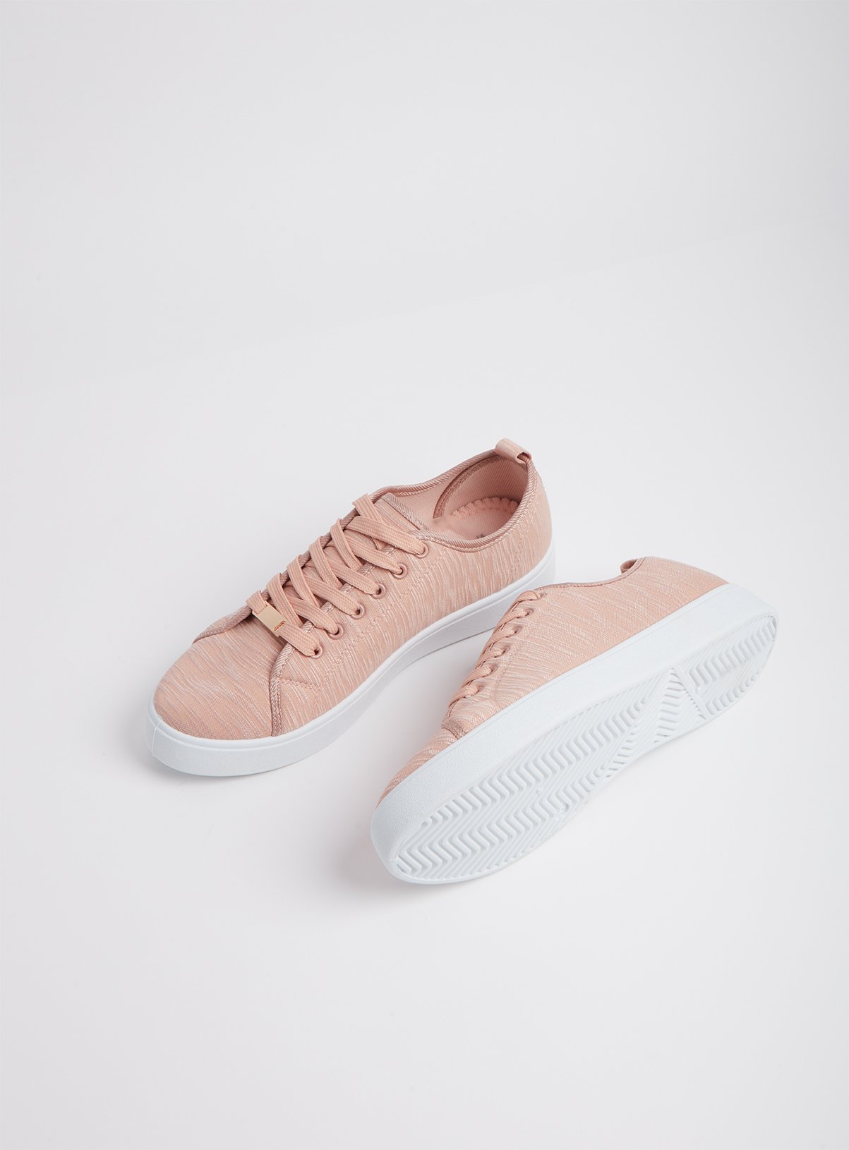 Pink Textured Lace Up Canvas Trainer Review