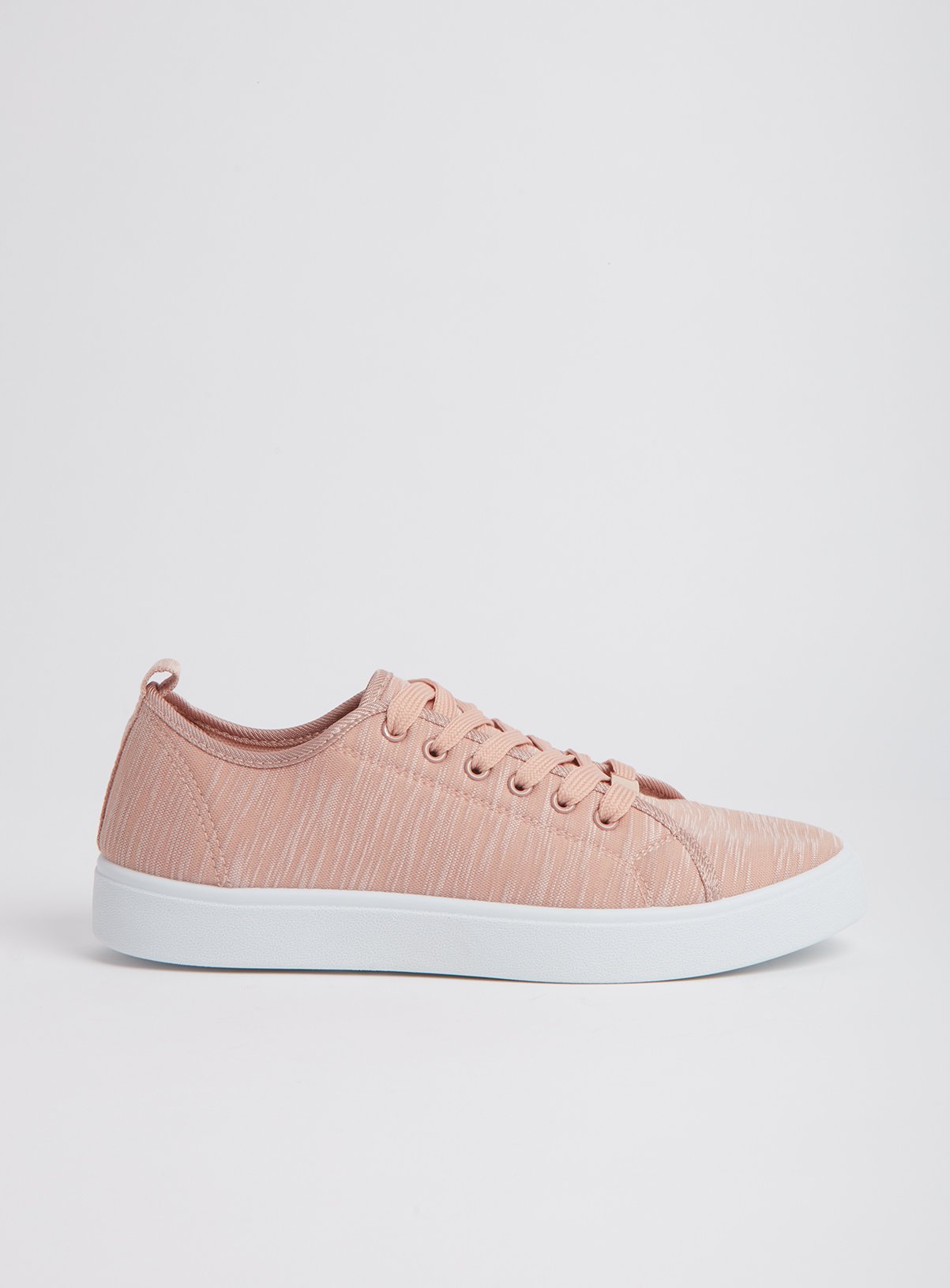 Pink Textured Lace Up Canvas Trainer Review