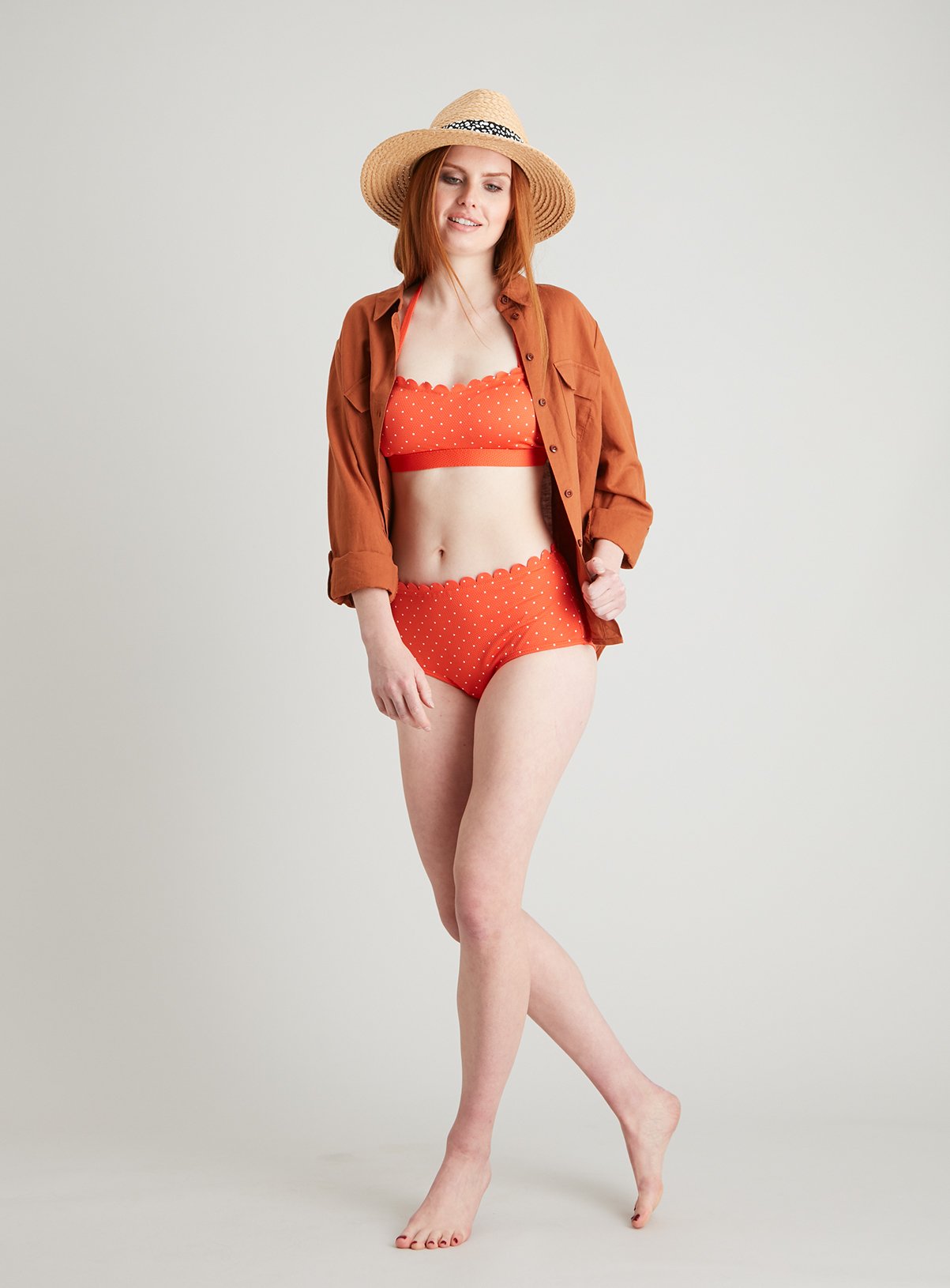 Orange & White Spot Scalloped Edge Bikini Top Review