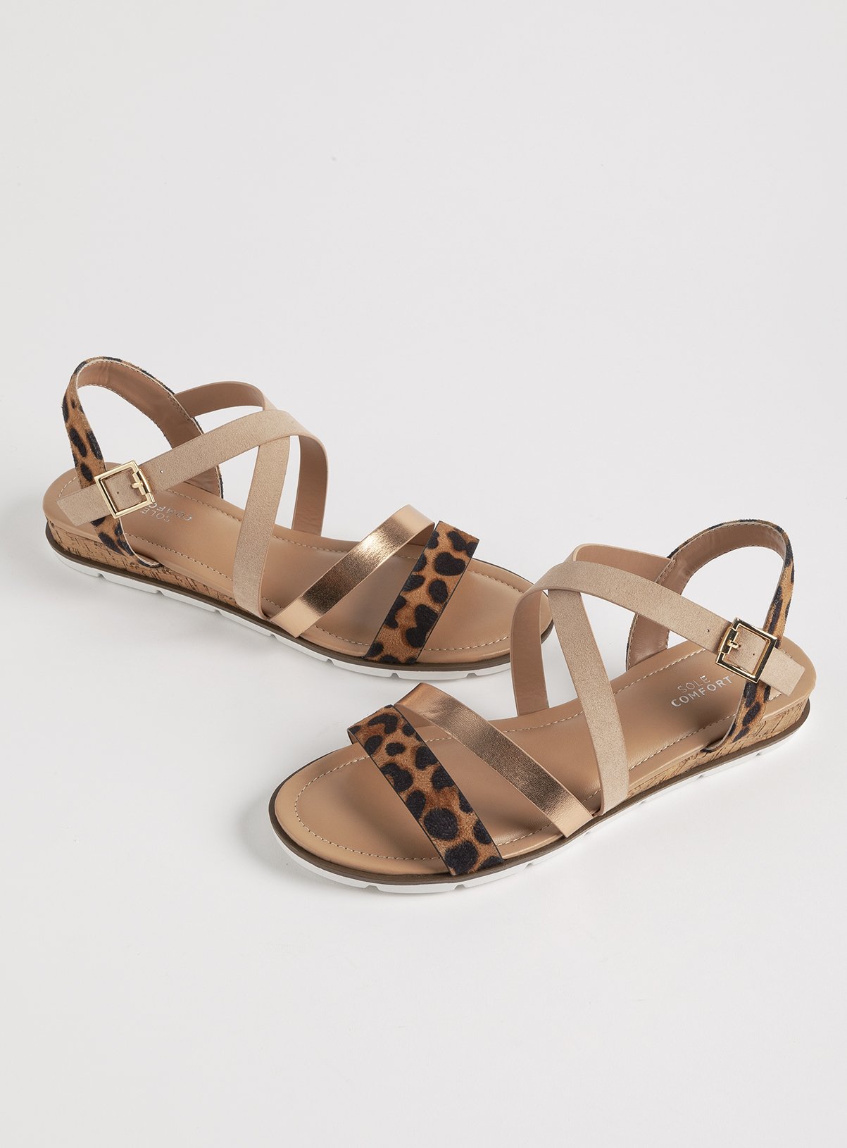 Sole Comfort Animal Print Strap Cork Wedge Sandals Review