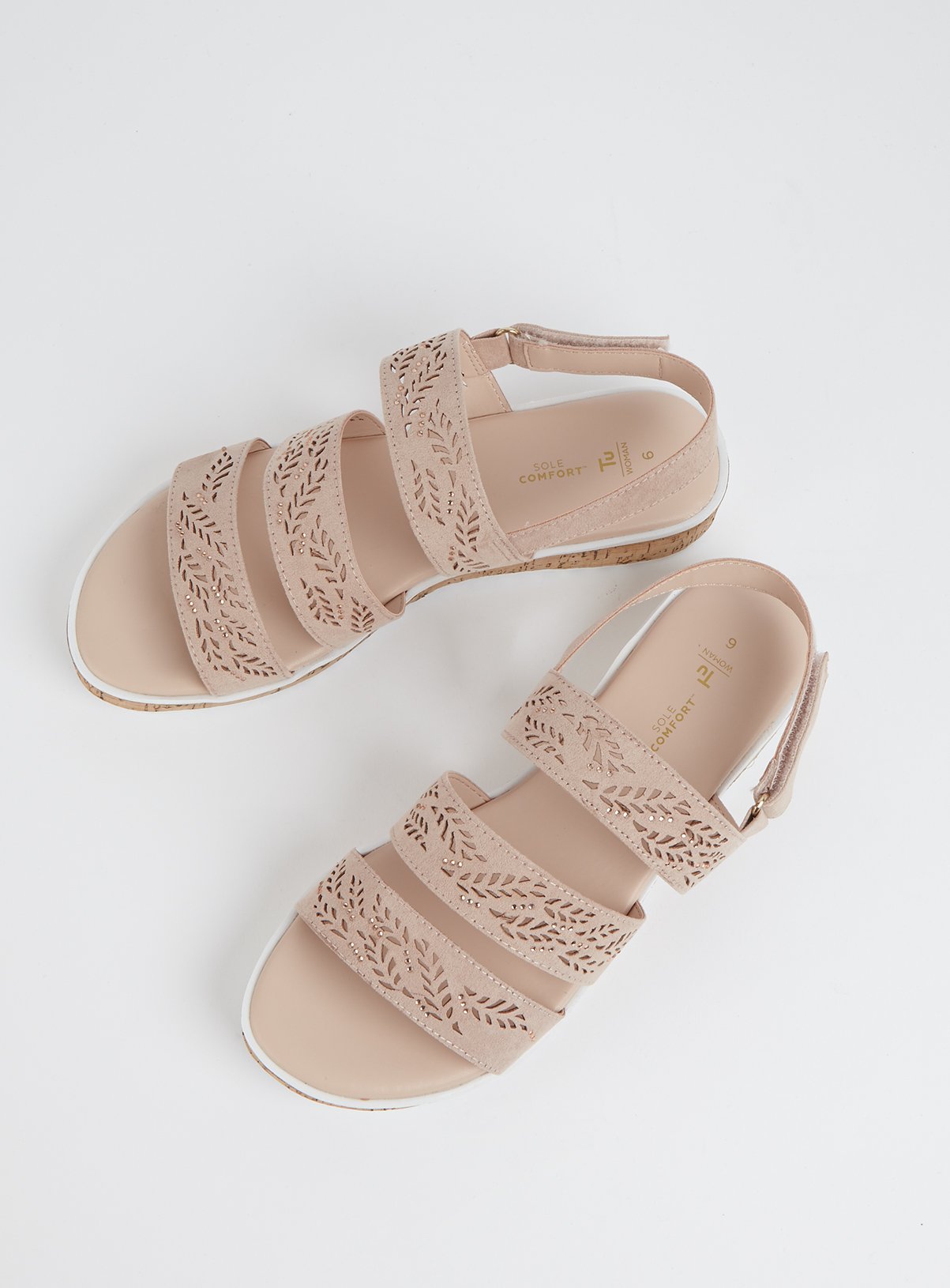 Sole Comfort Nude Leaf Laser Cut Wedge Sandals Review