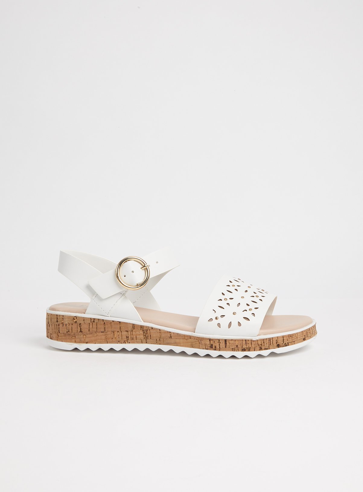 White Cut Out Wedge Sandals Review