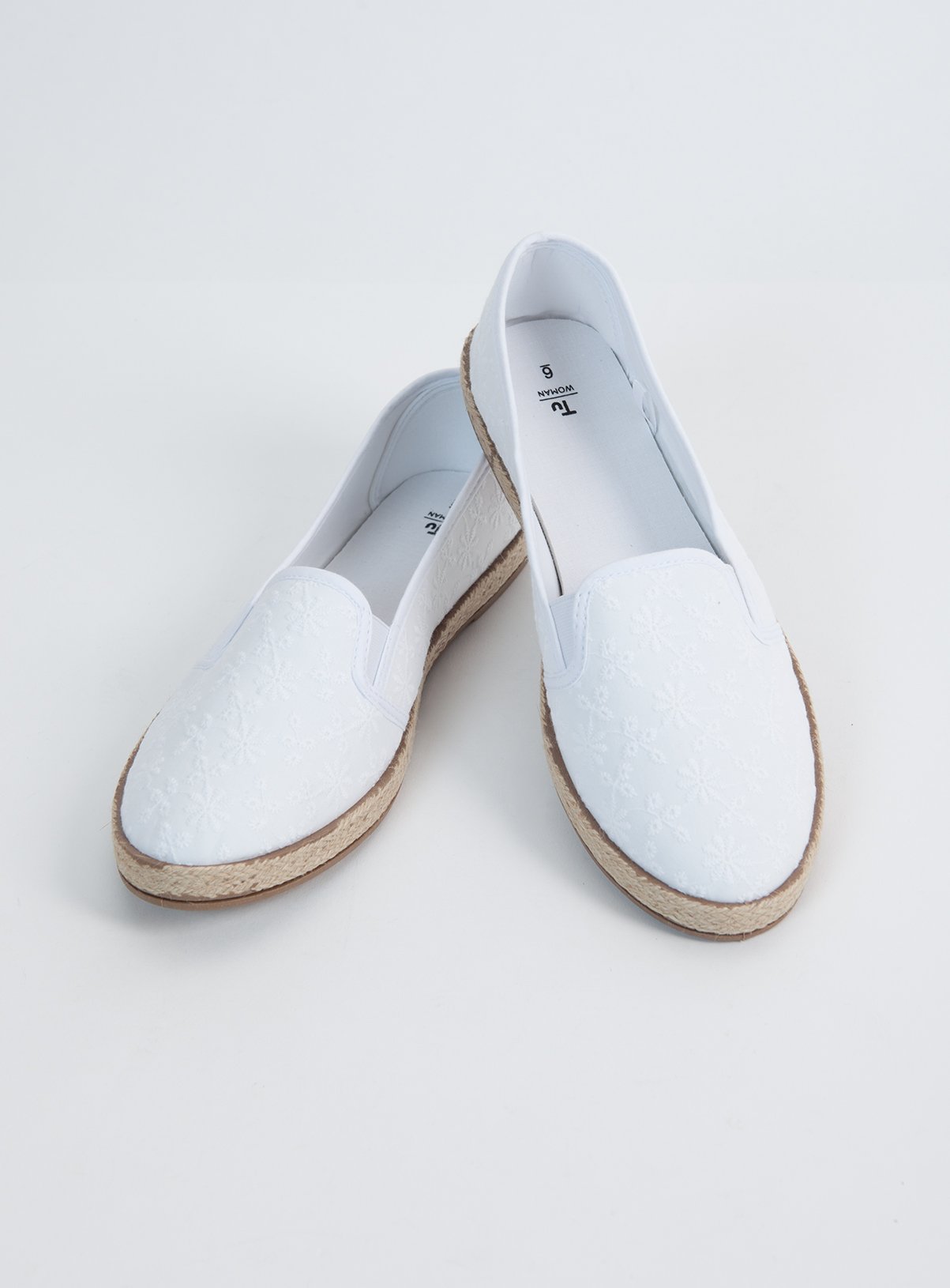 White Floral Embossed Slip On Espadrilles Review