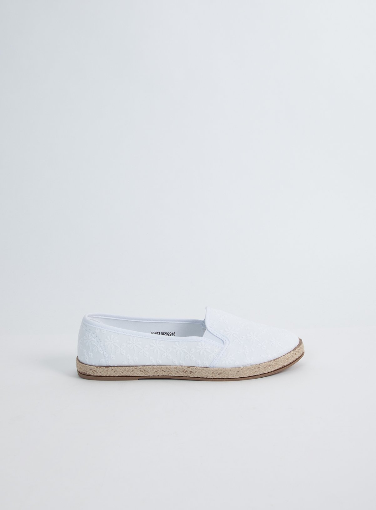 White Floral Embossed Slip On Espadrilles Review