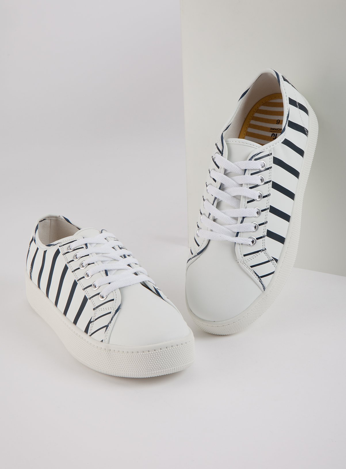 White & Black Stripe Lace Up Chunky Trainers Review