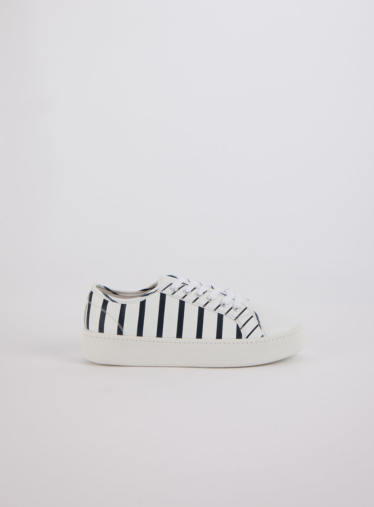 White & Black Stripe Lace Up Chunky Trainers Review