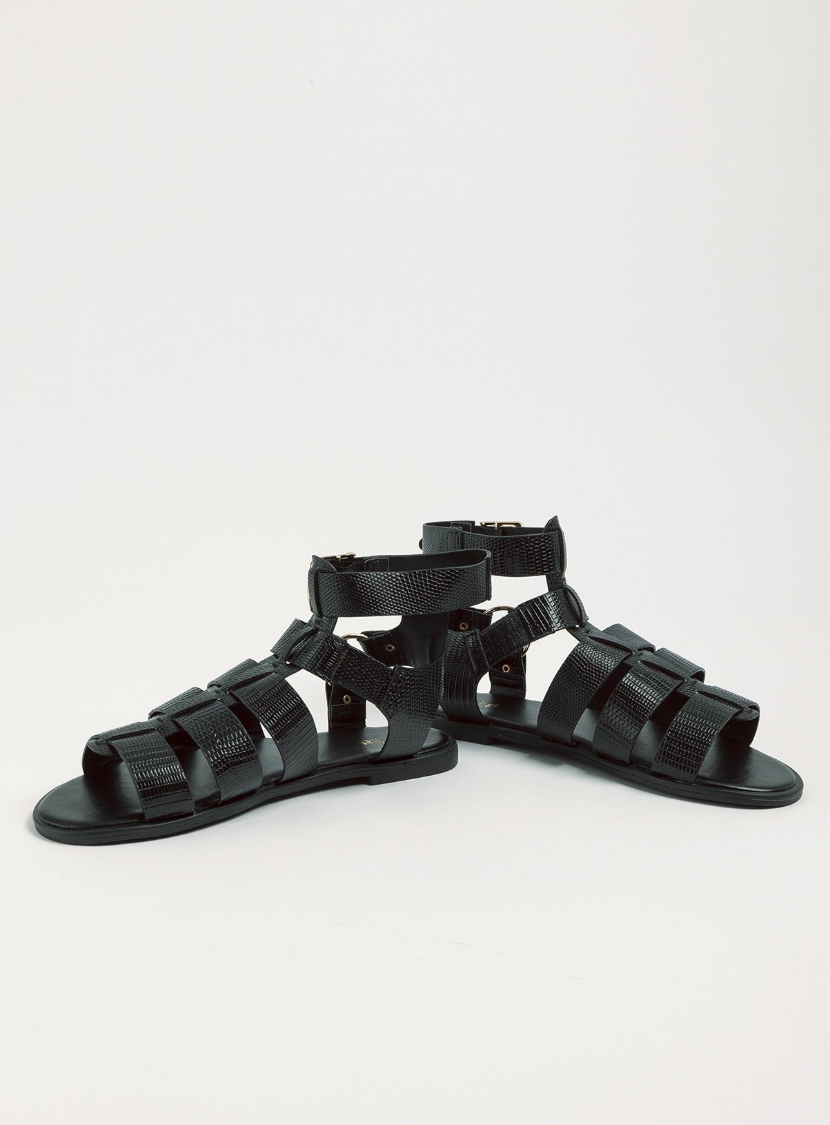 Black Faux Leather High Ankle Gladiator Sandals Review