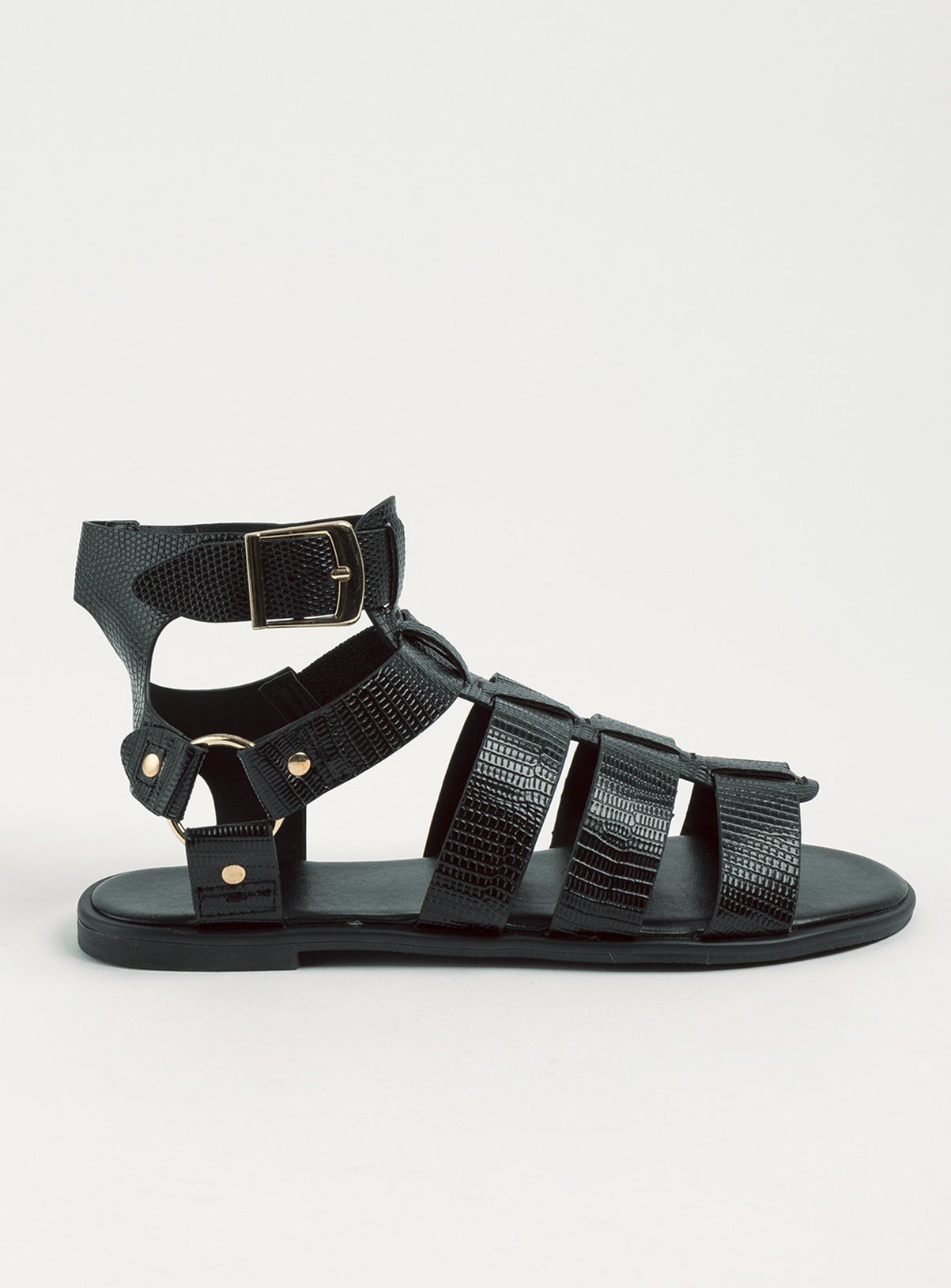 Black Faux Leather High Ankle Gladiator Sandals Review