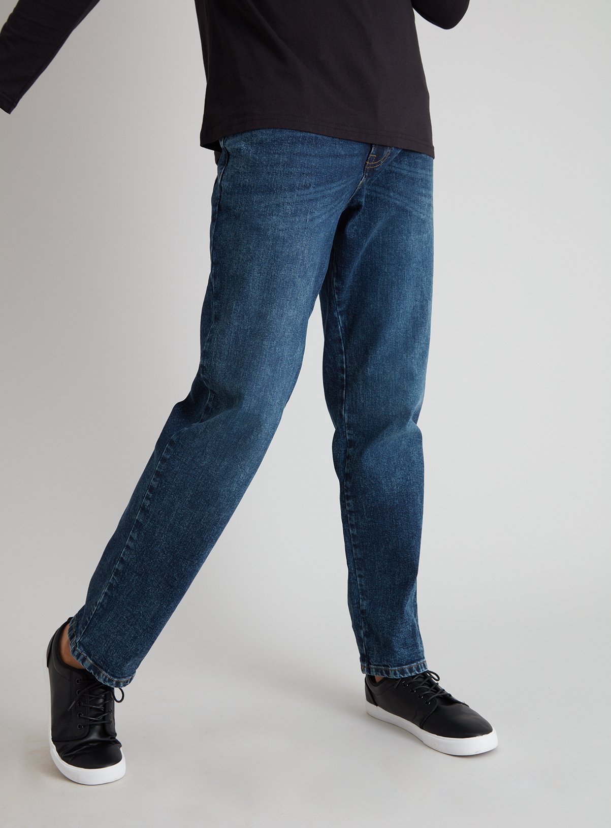 Midwash Denim Textured Straight Leg Jeans With Stretch Review