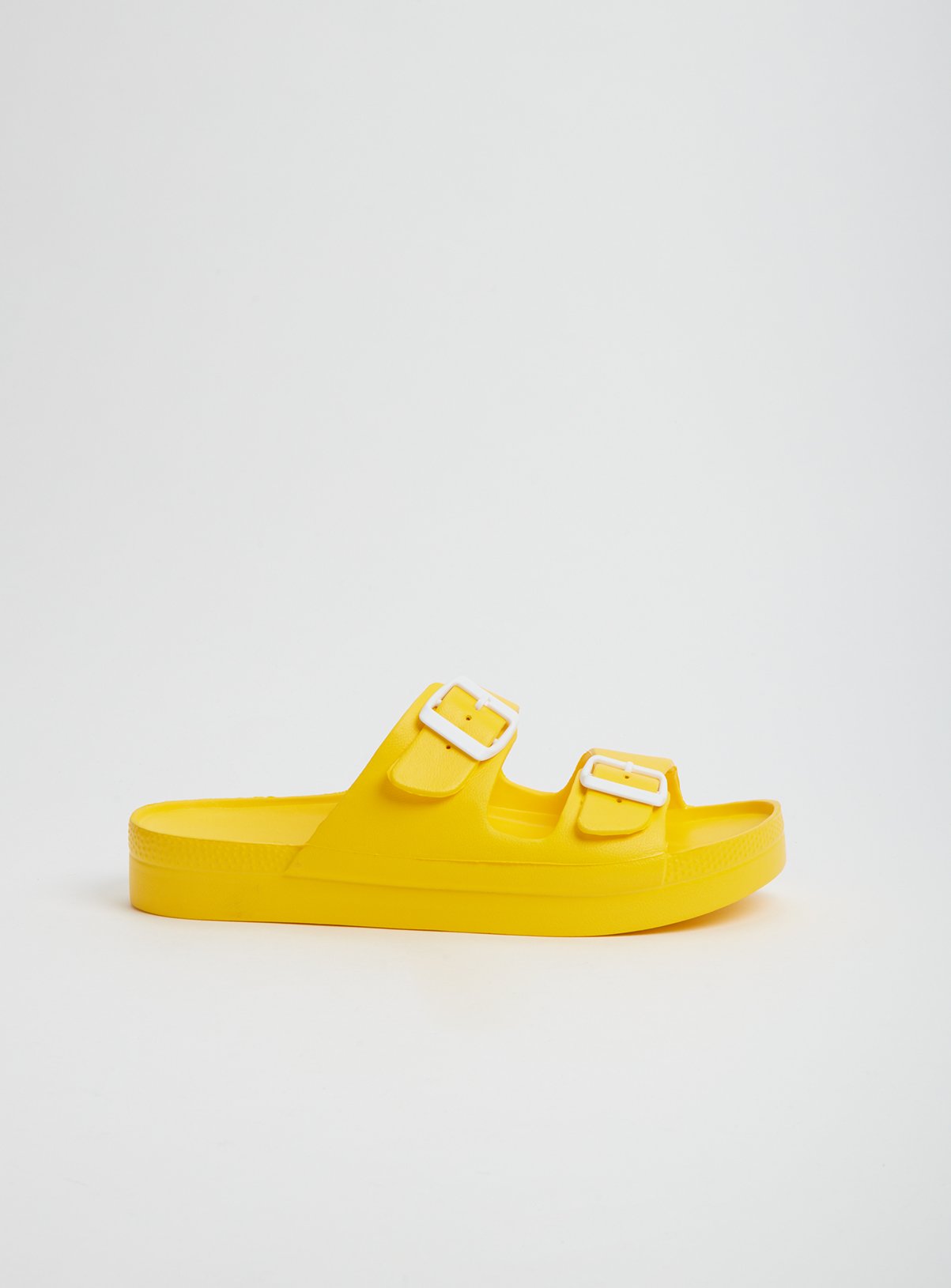 Yellow Double Buckle Pool Sliders Review