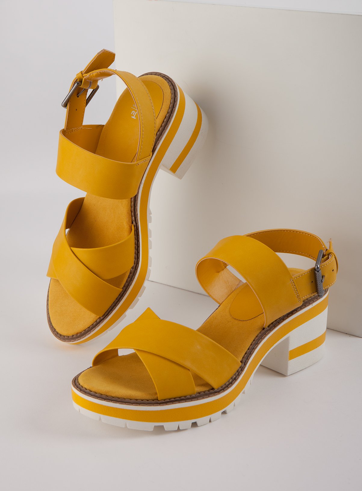 mustard yellow block heels