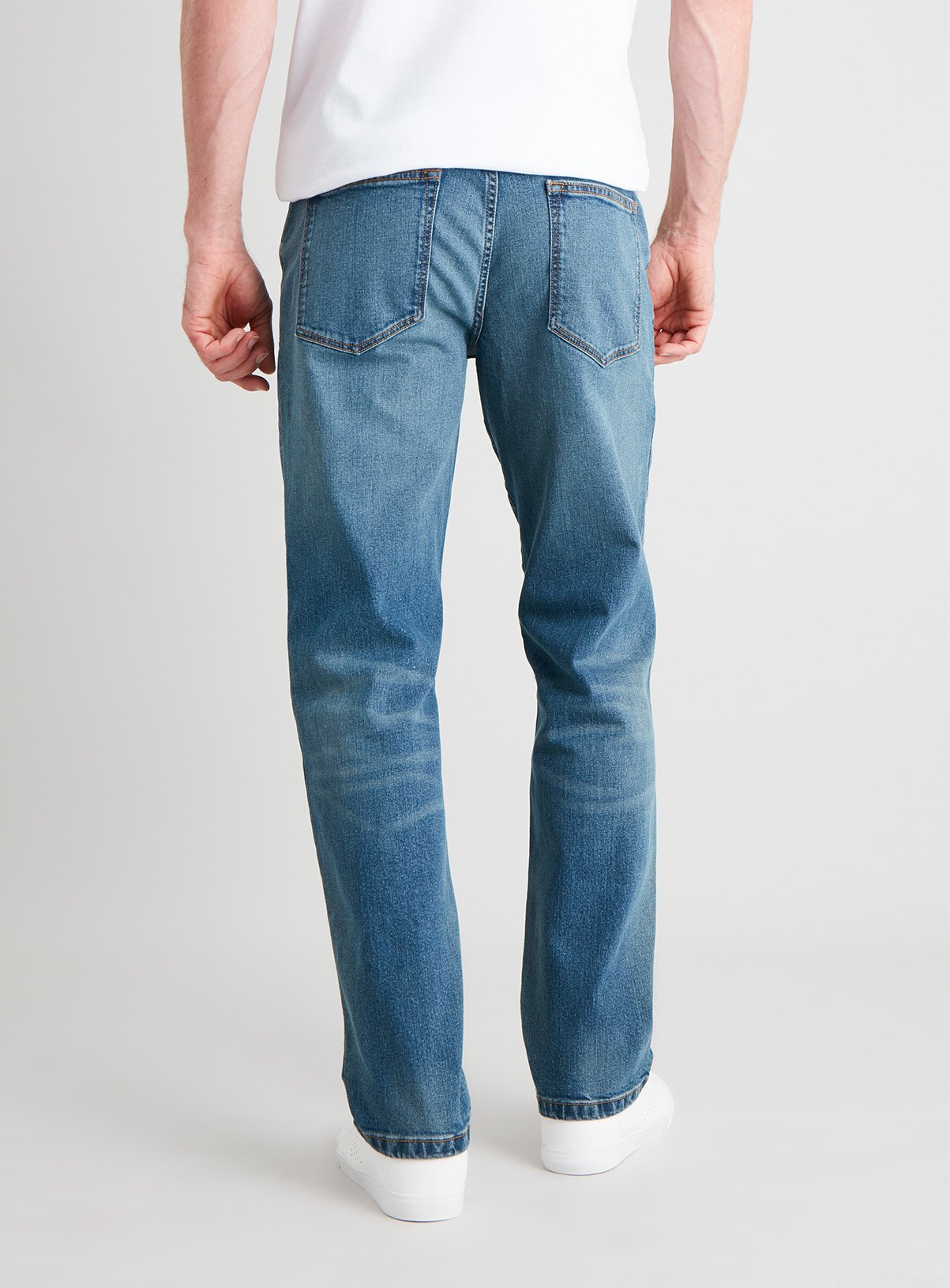 Midwash Denim Belted Straight Leg Jeans With Stretch Review