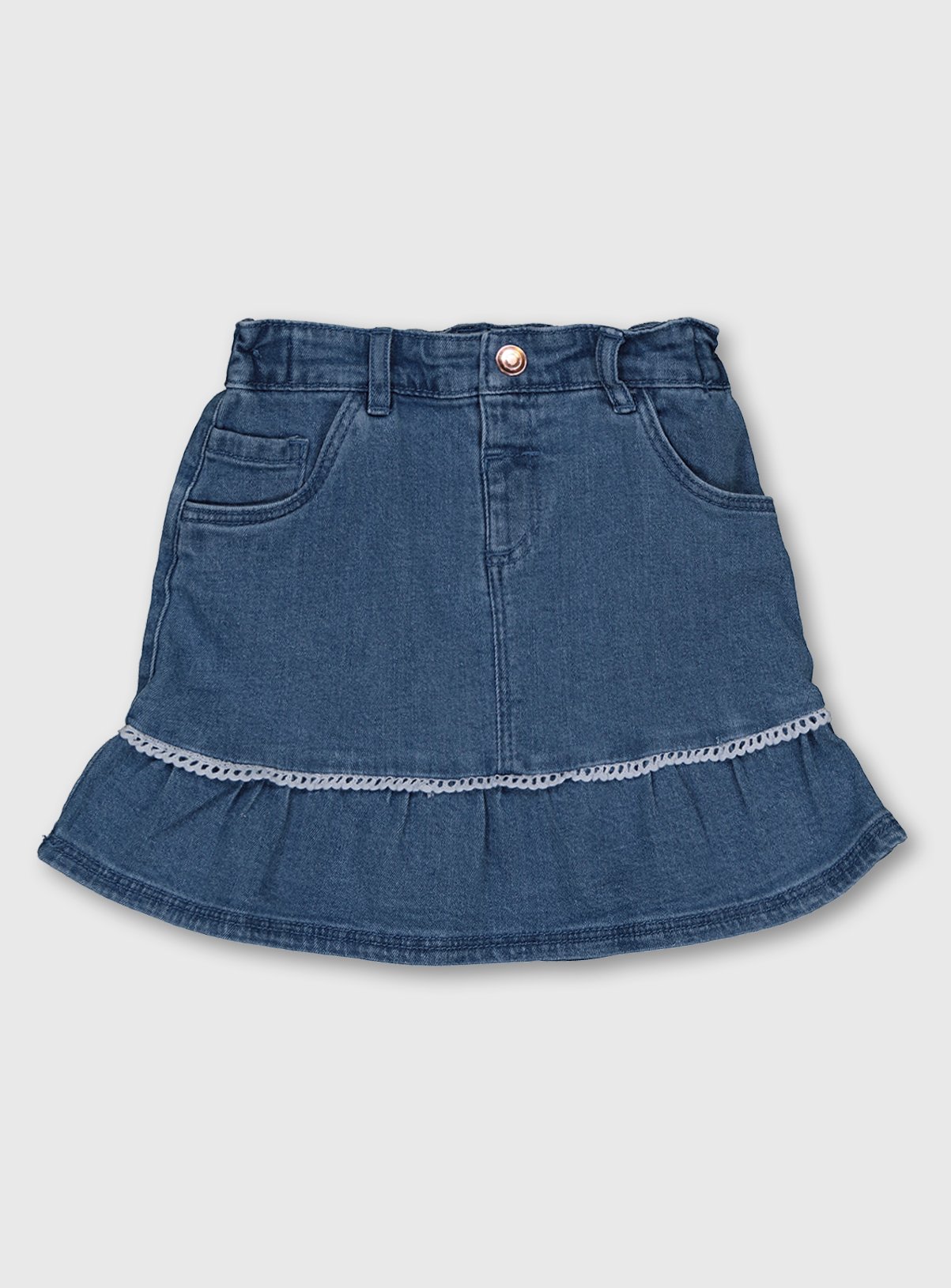 denim frill hem skirt