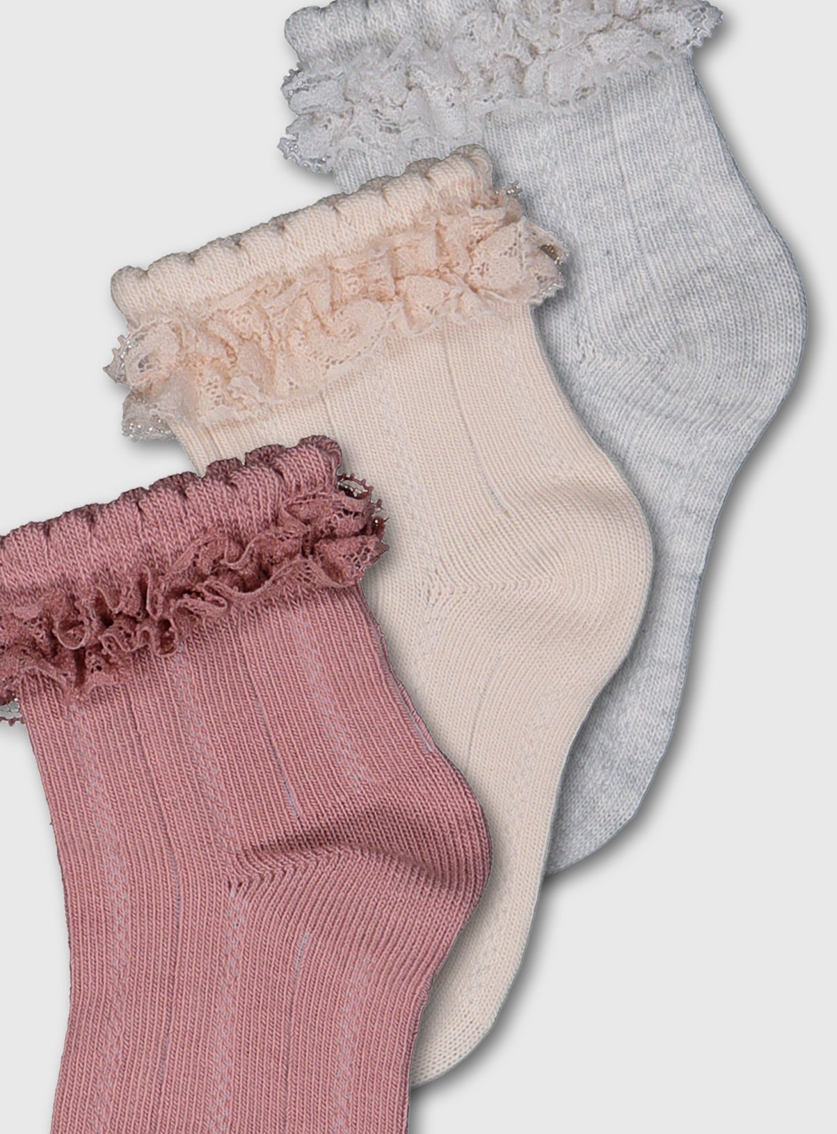 Peach, Grey & Rose Frilly Ankle Socks 3 Pack Review