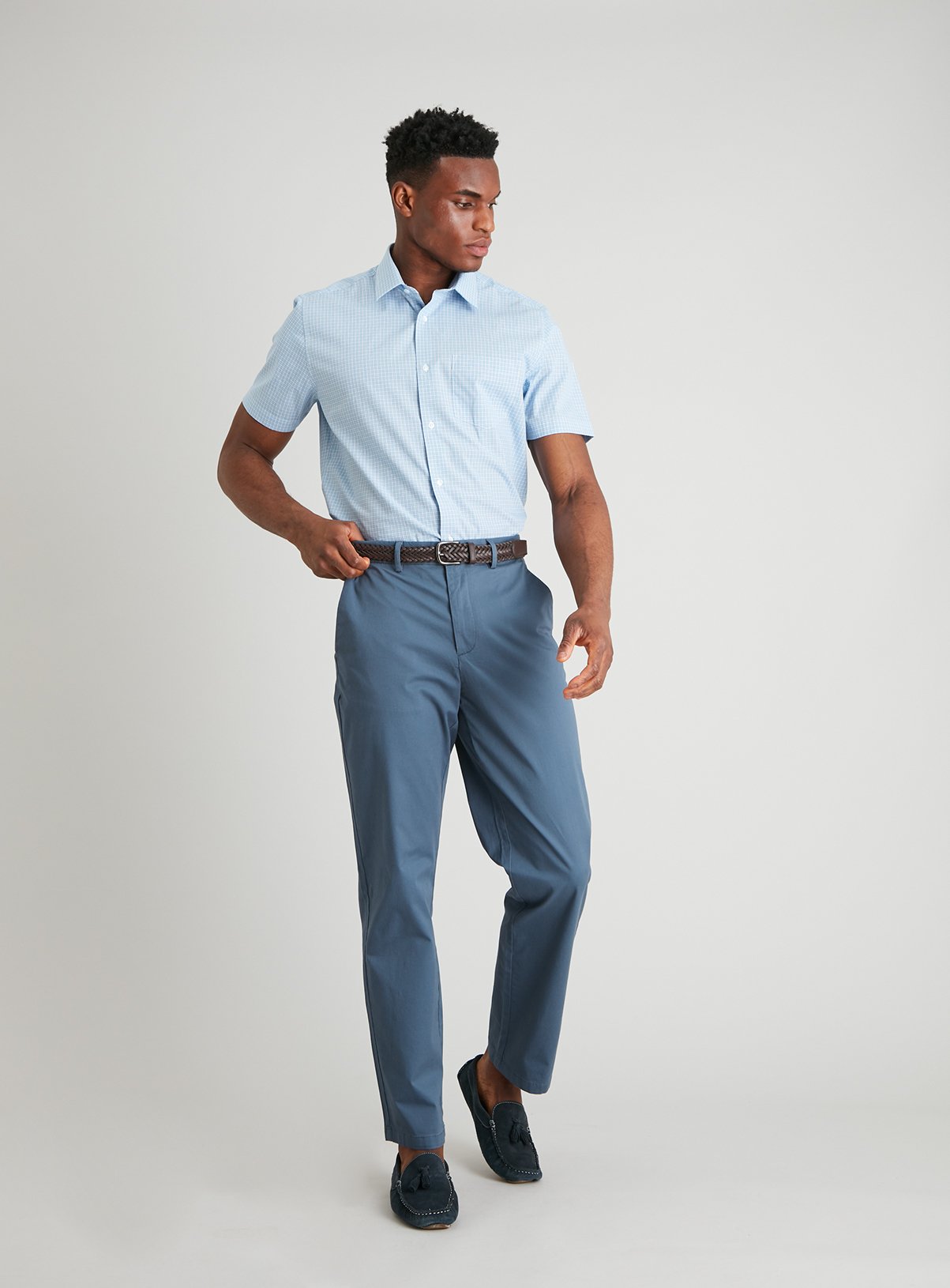 Airforce Blue Lightweight Belted Chino With Stretch Review