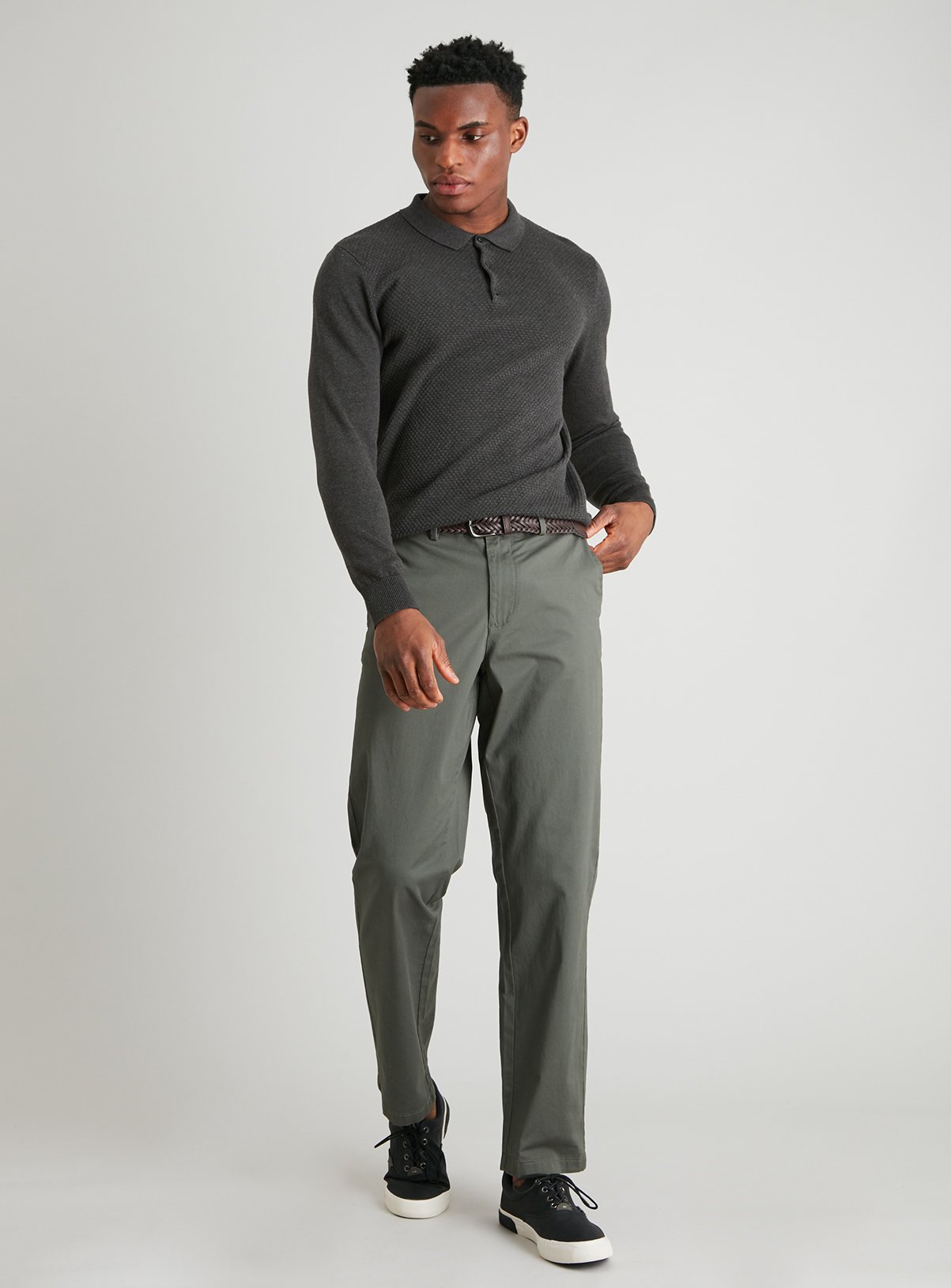 Khaki Straight Leg Belted Chino With Stretch Review