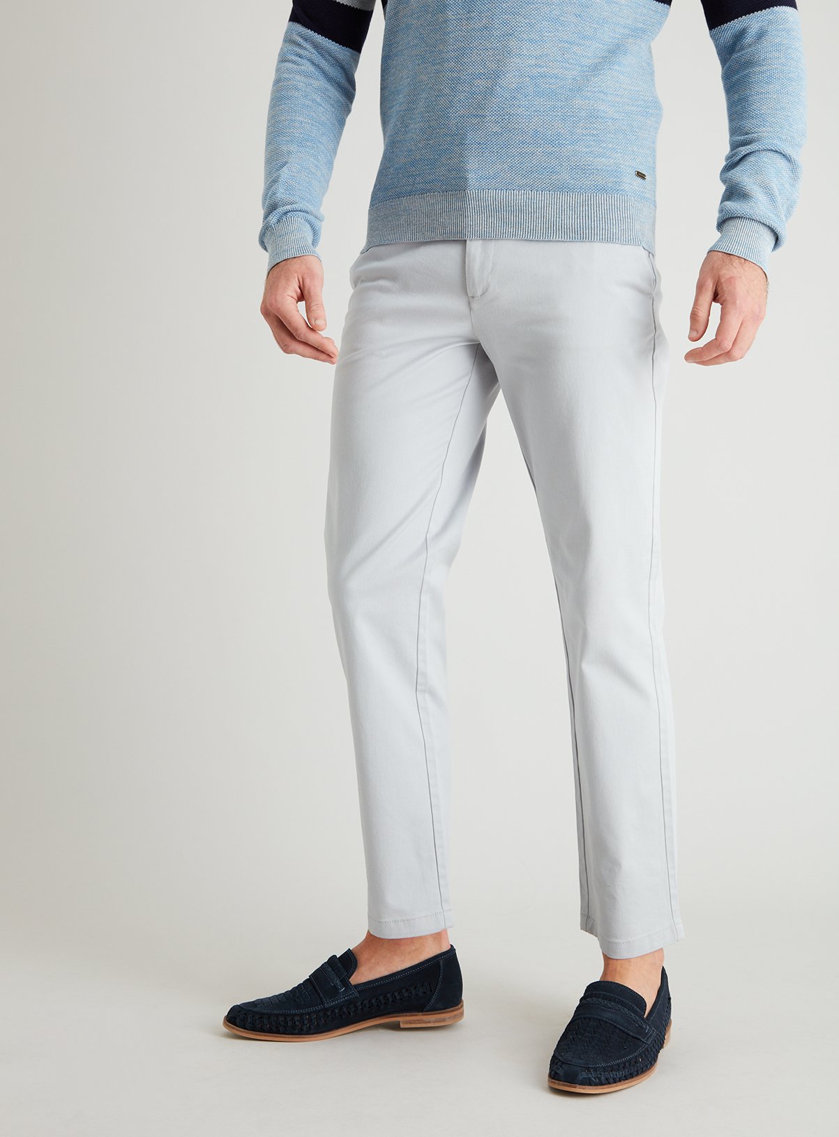 Pale Grey Straight Fit Chinos With Stretch Review