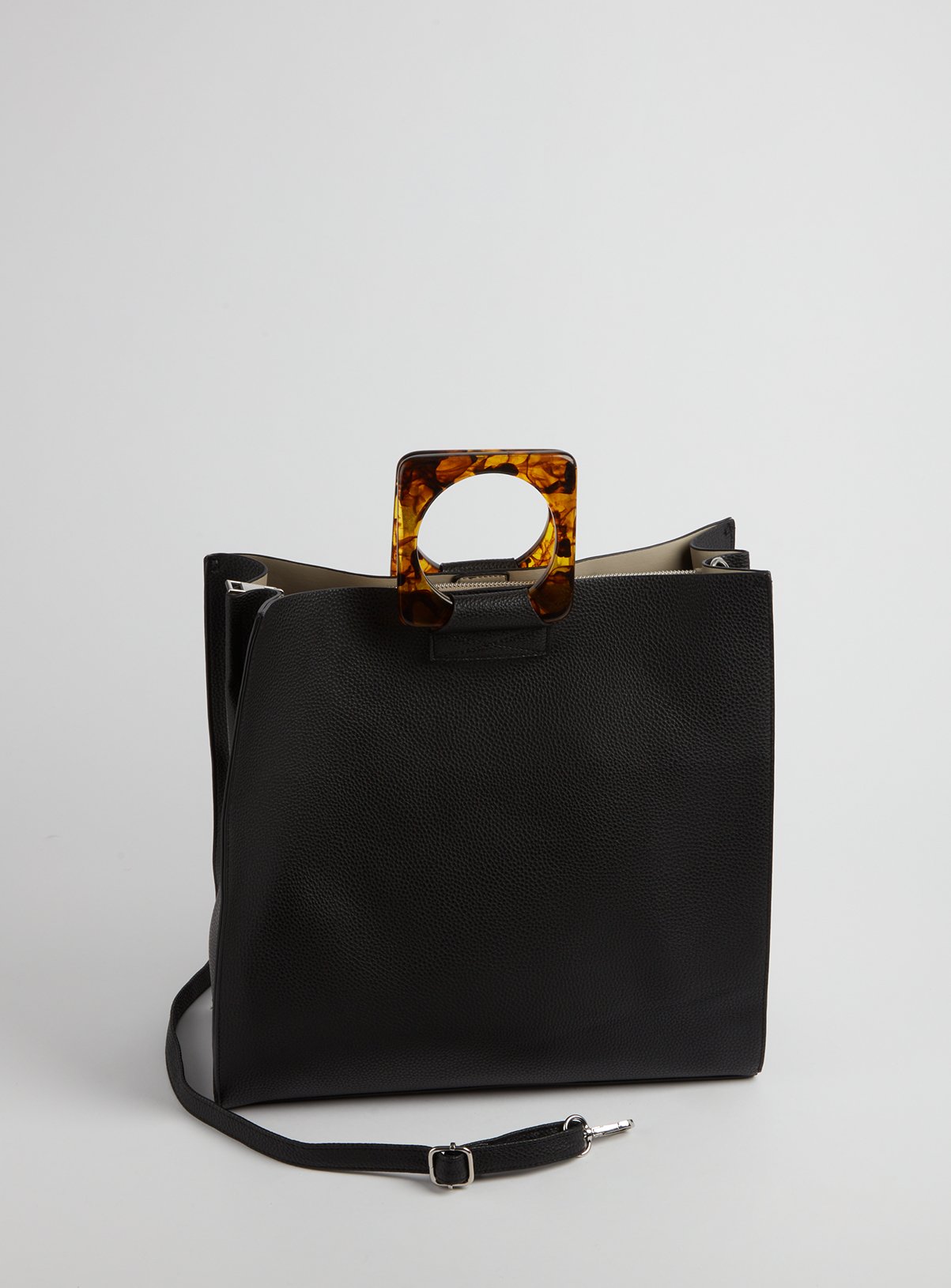 Black Faux Leather Top Handle Tote Shopper Review