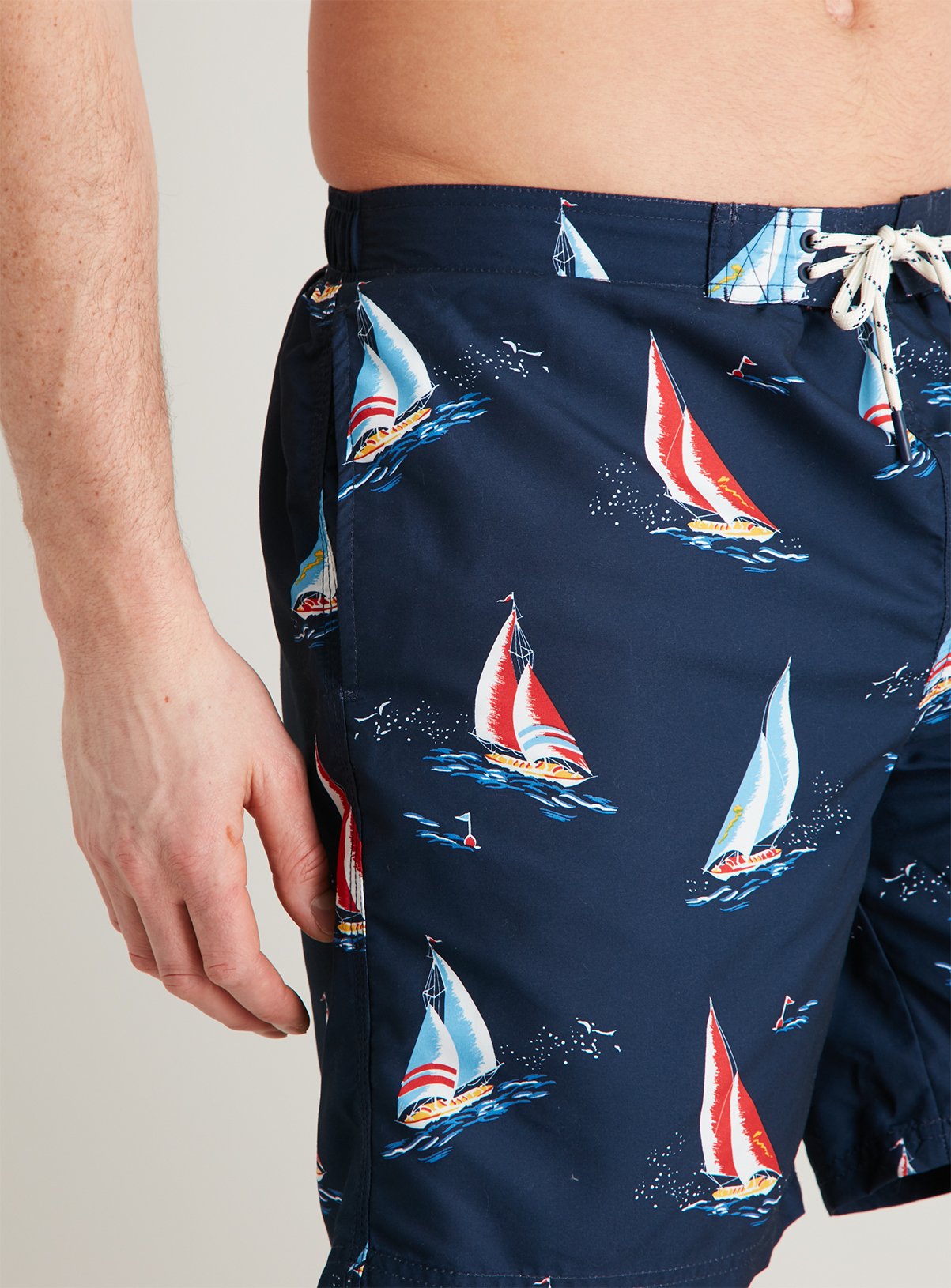 Navy Blue Yacht Print Recycled Board Shorts Review