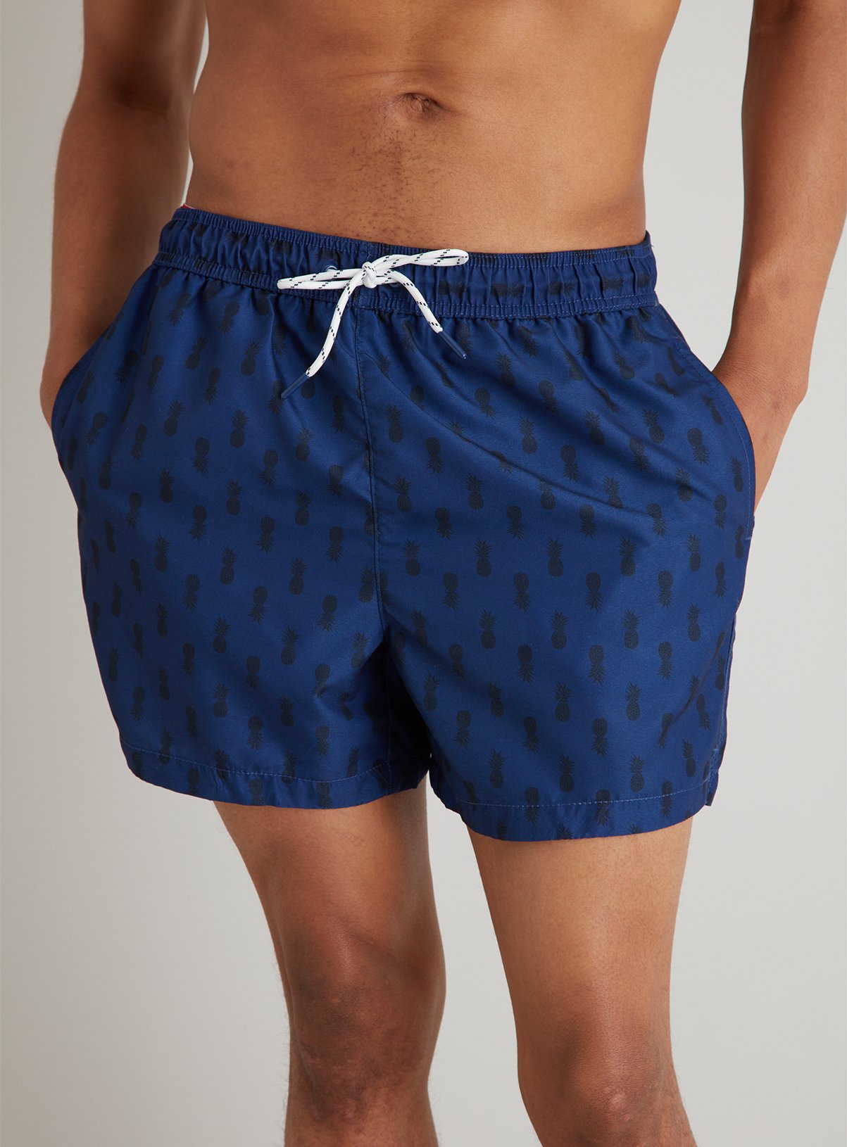 Navy Pineapple Print Recycled Shortie Swim Shorts Review