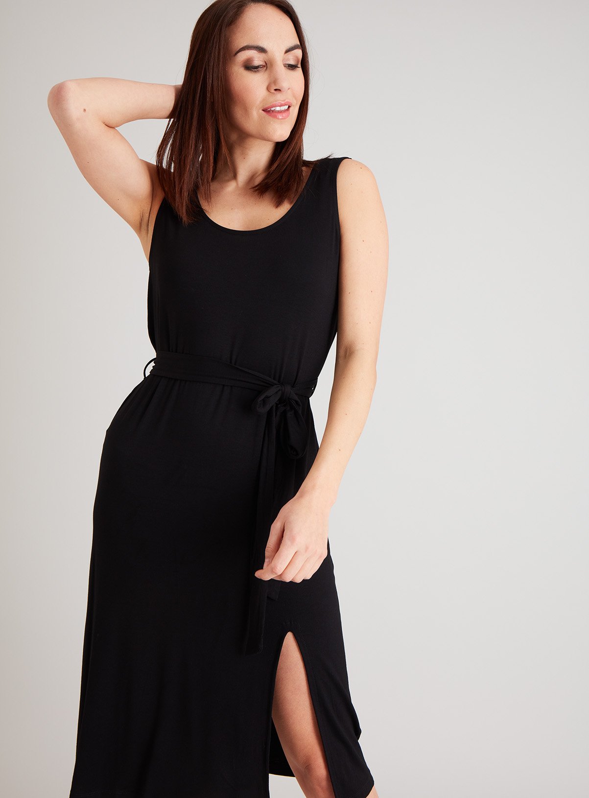 plain black jersey dress