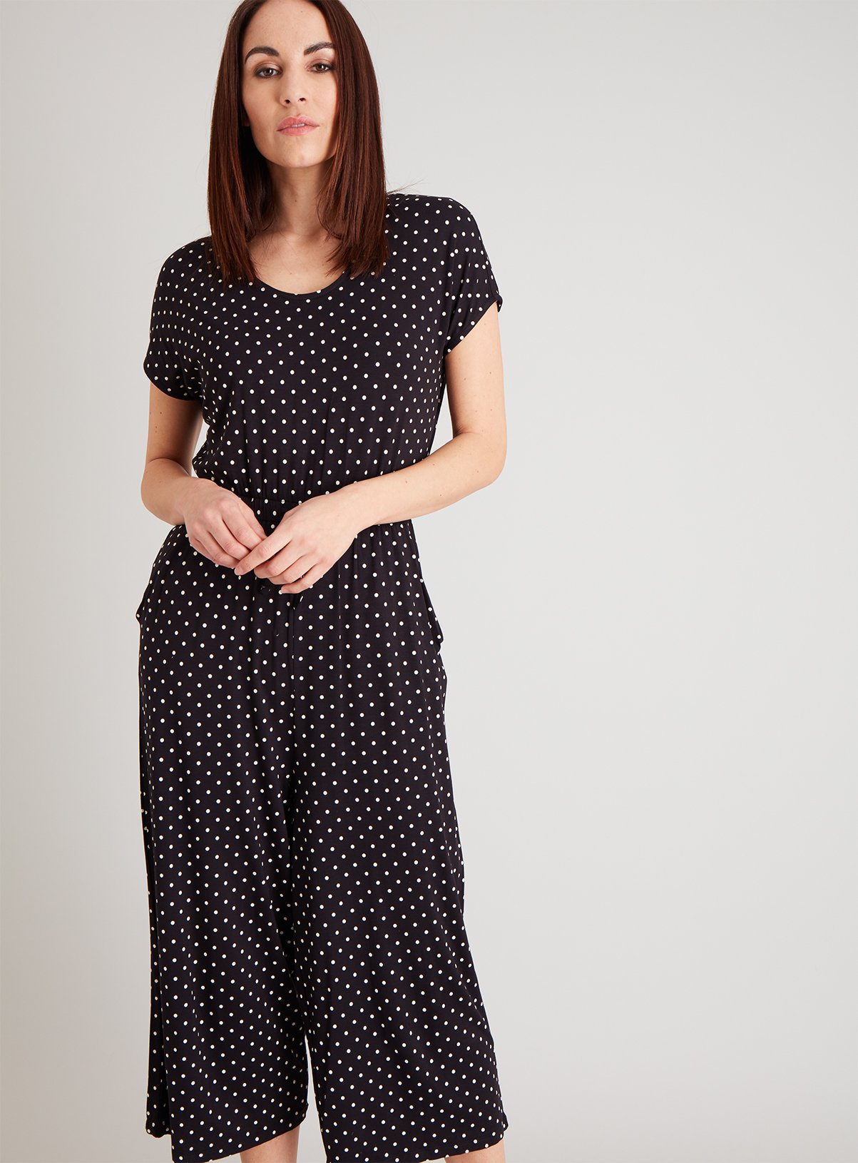 black and white spot jumpsuit