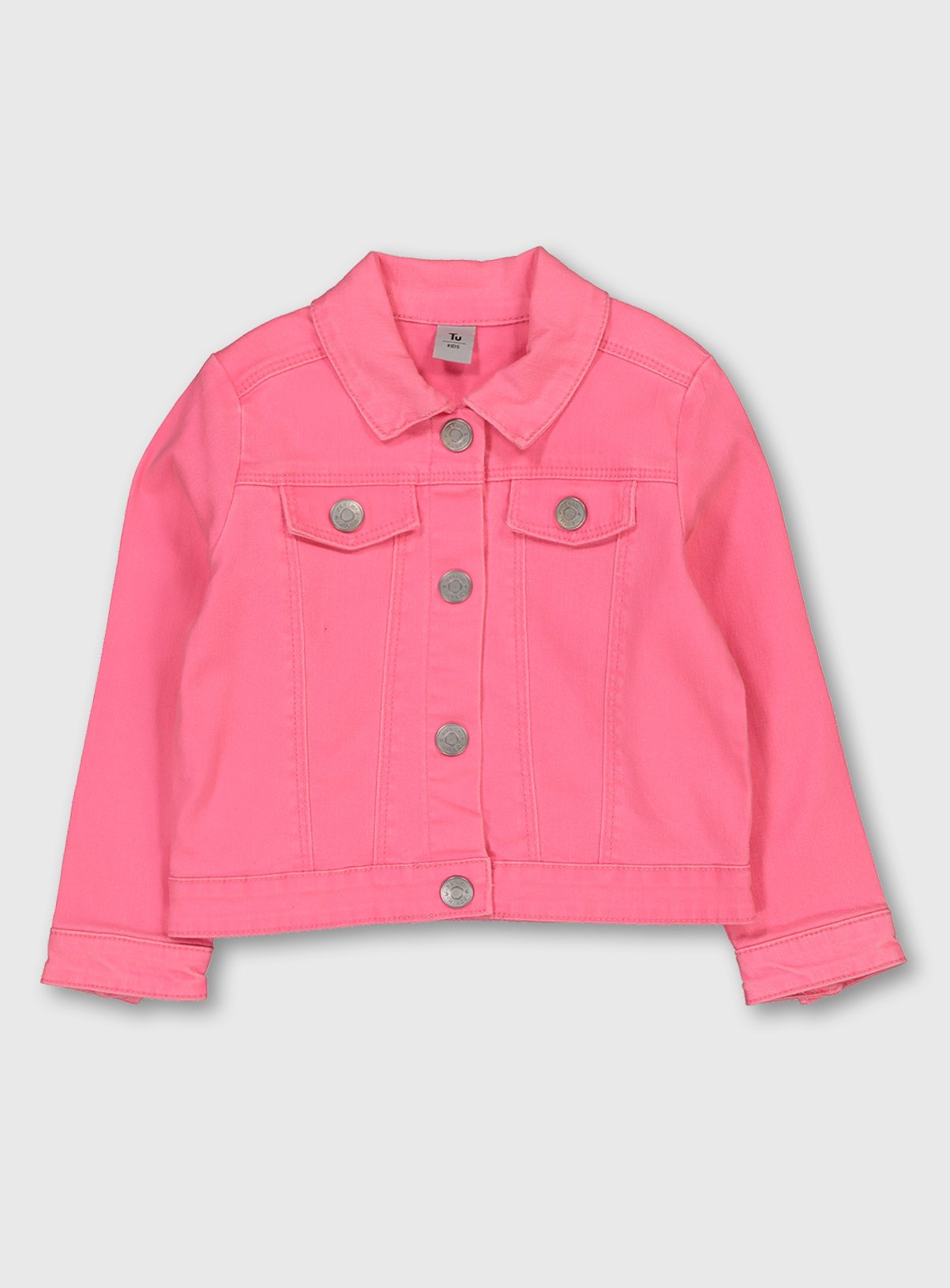pink denim coat